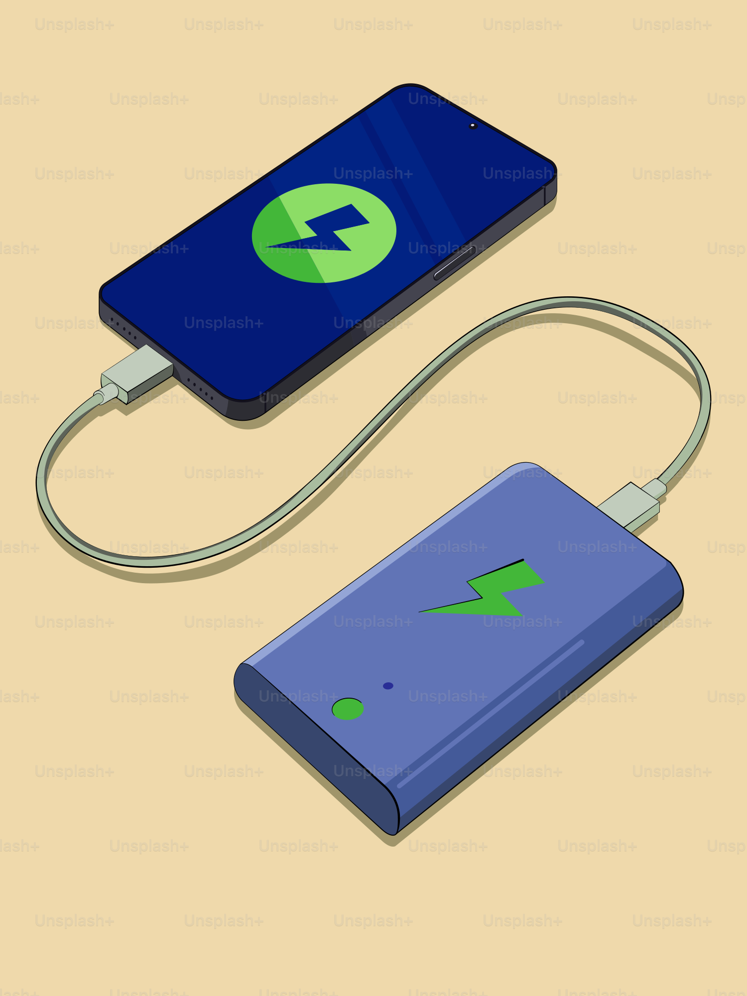 Une illustration d’une batterie et d’un chargeur