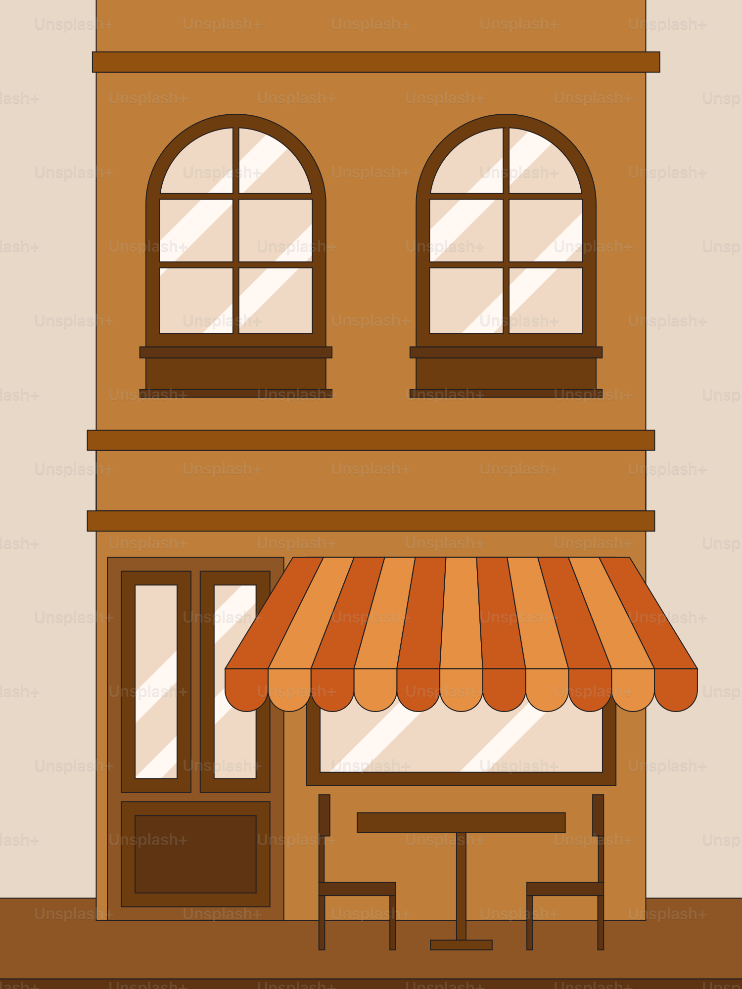 A building with a awning and a bench in front of it