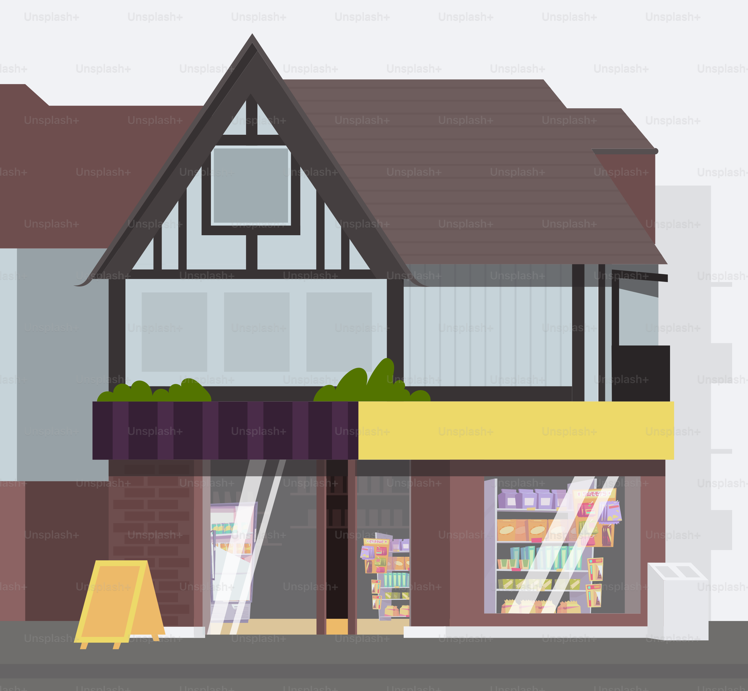 Un dibujo de un edificio con una fachada