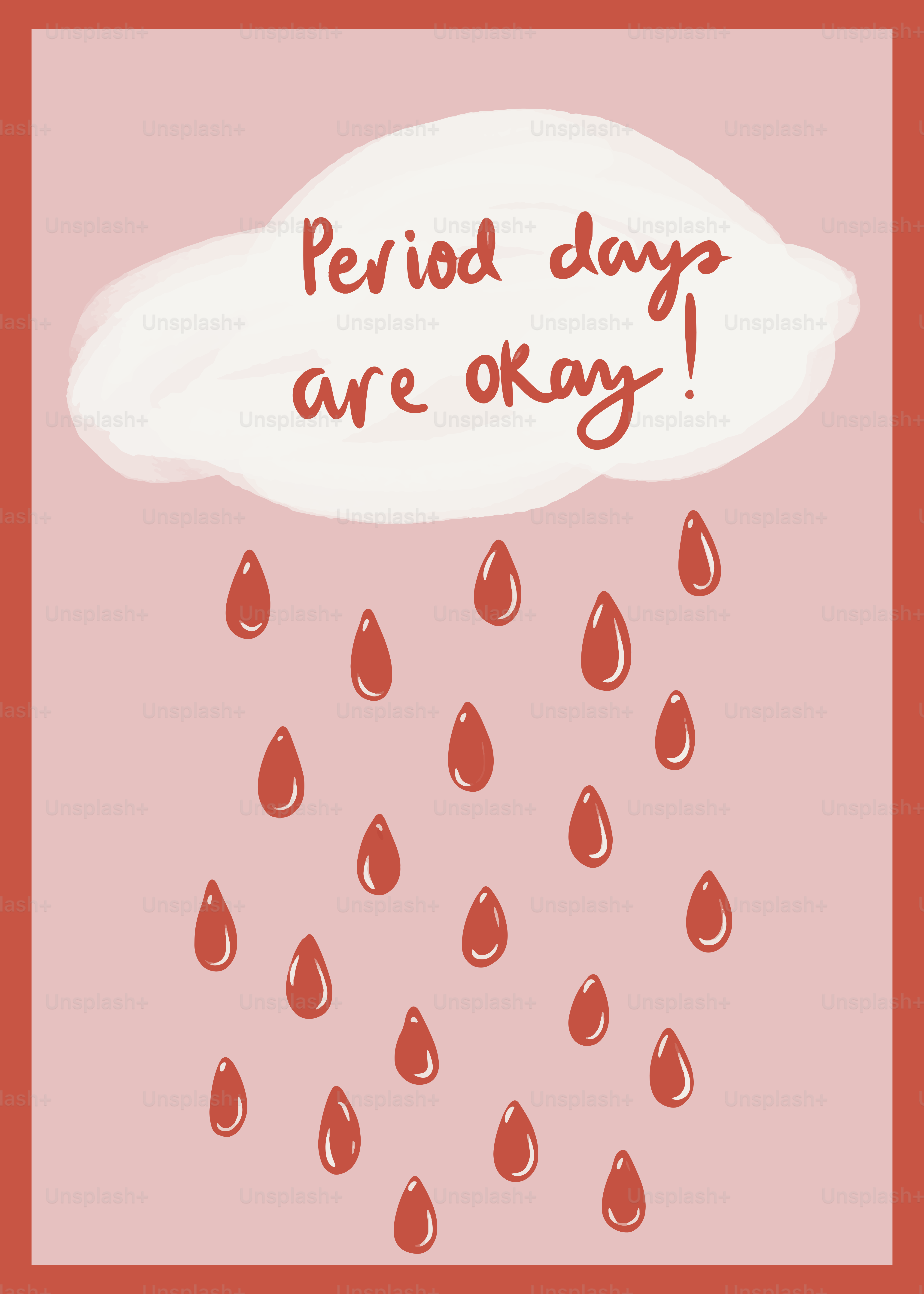 A card with a cloud that says, period days are okay