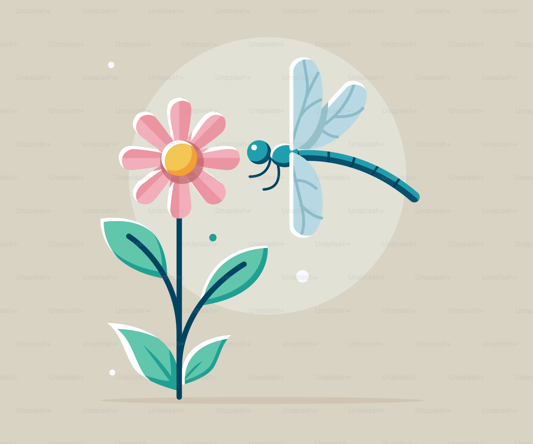 A flower with a dragonfly sitting on top of it vector – Dragonfly and ...