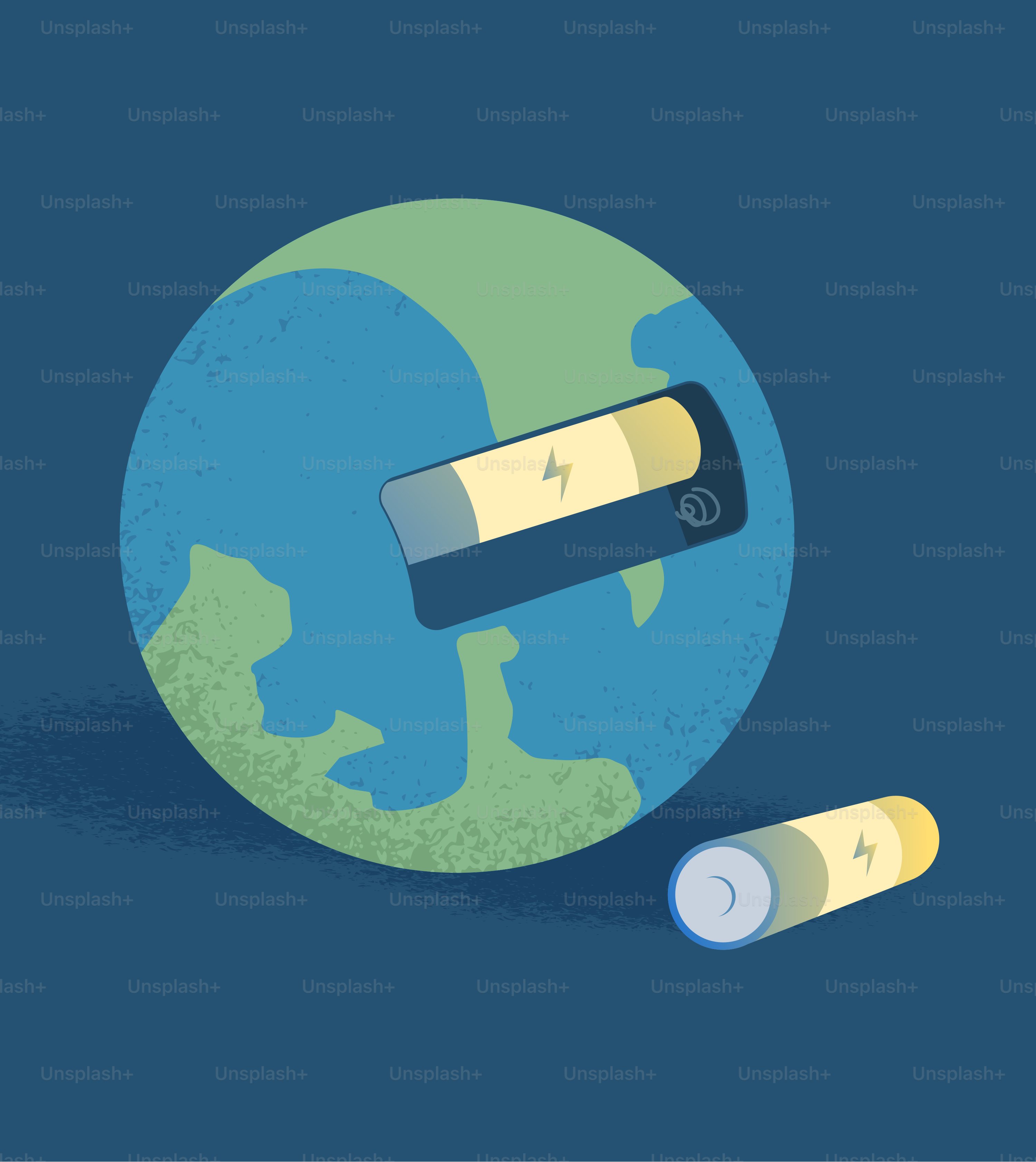 지구본 위에 있는 두 개의 배터리 사진