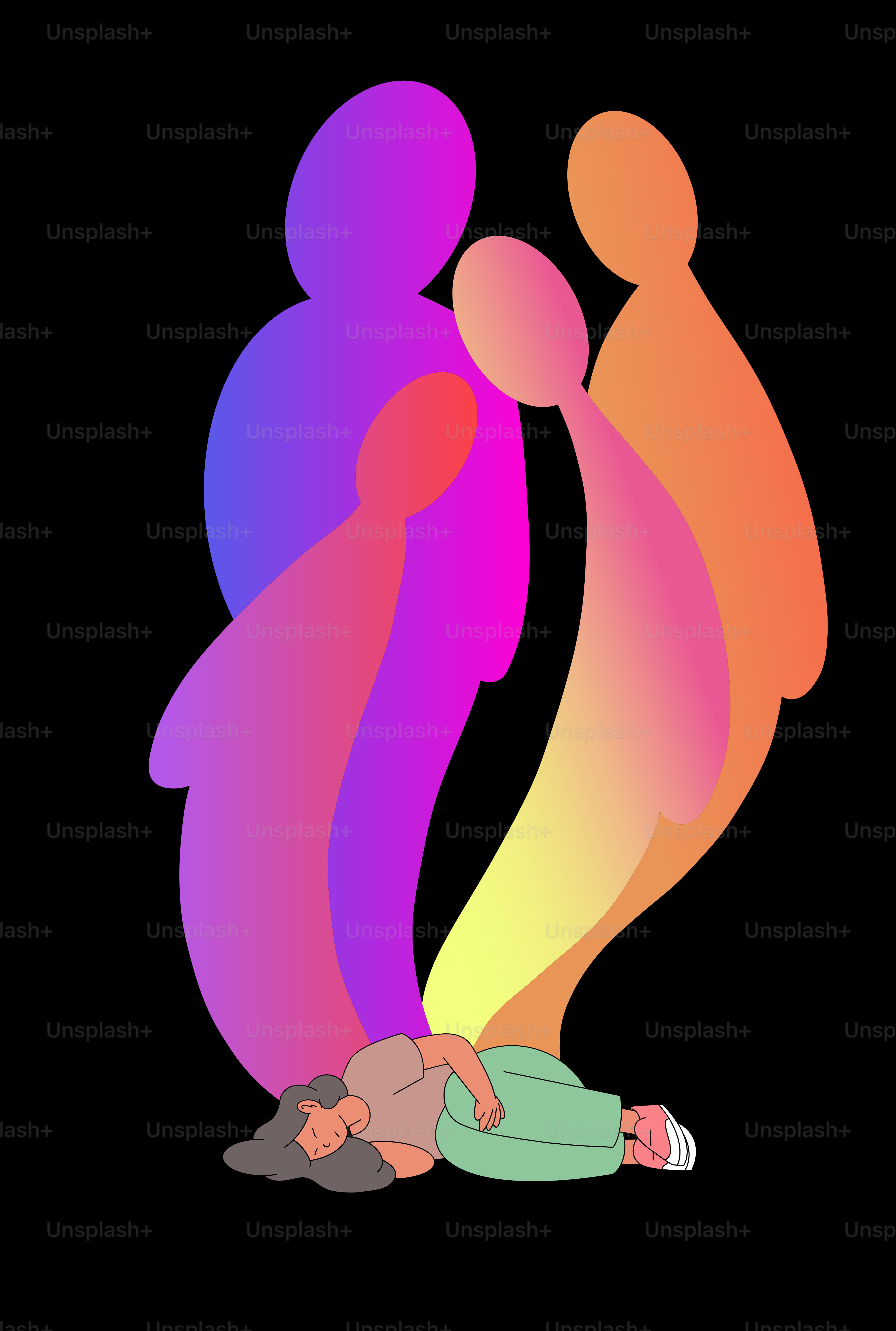 数人が隣り合って立っている