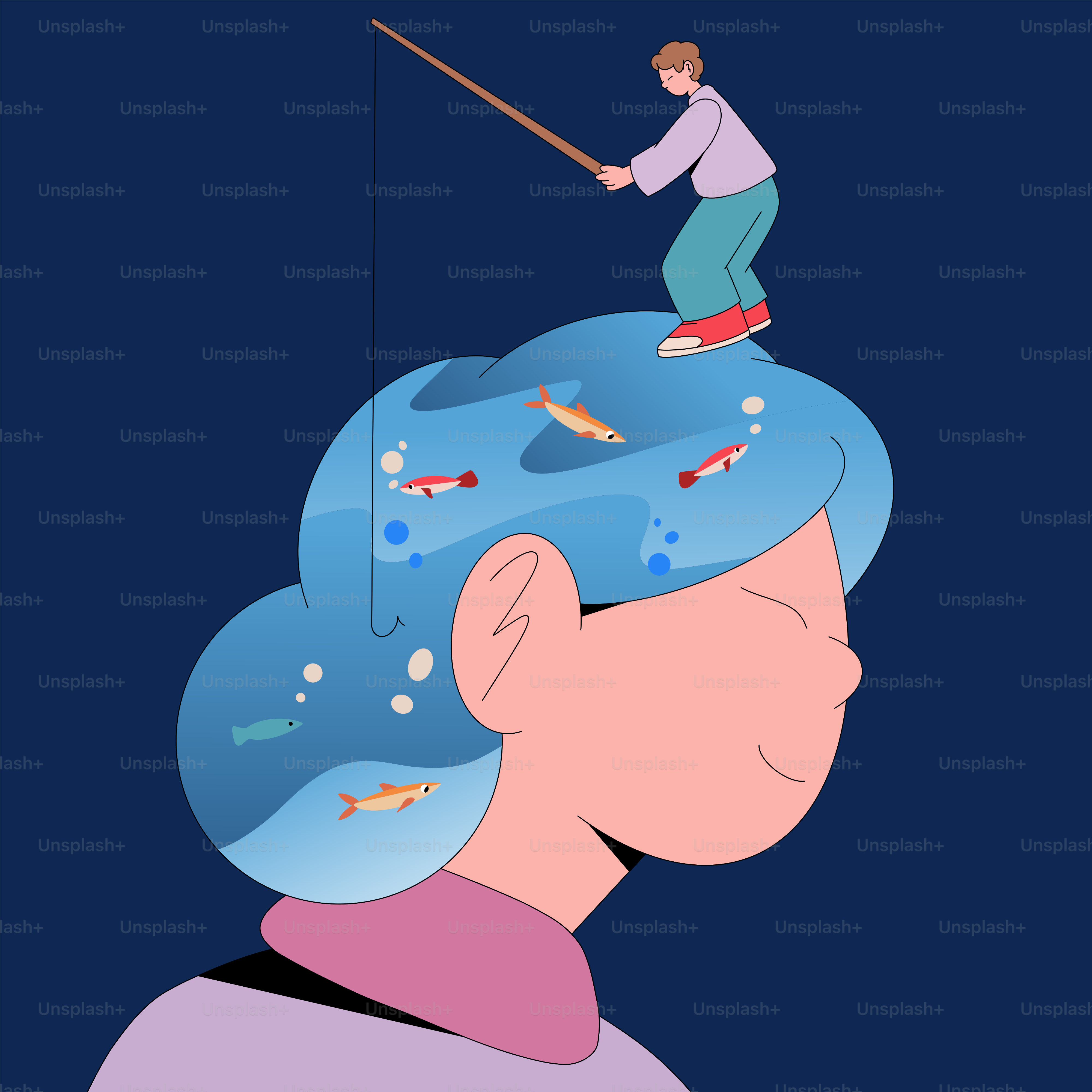 A man is fishing on the water with a pole