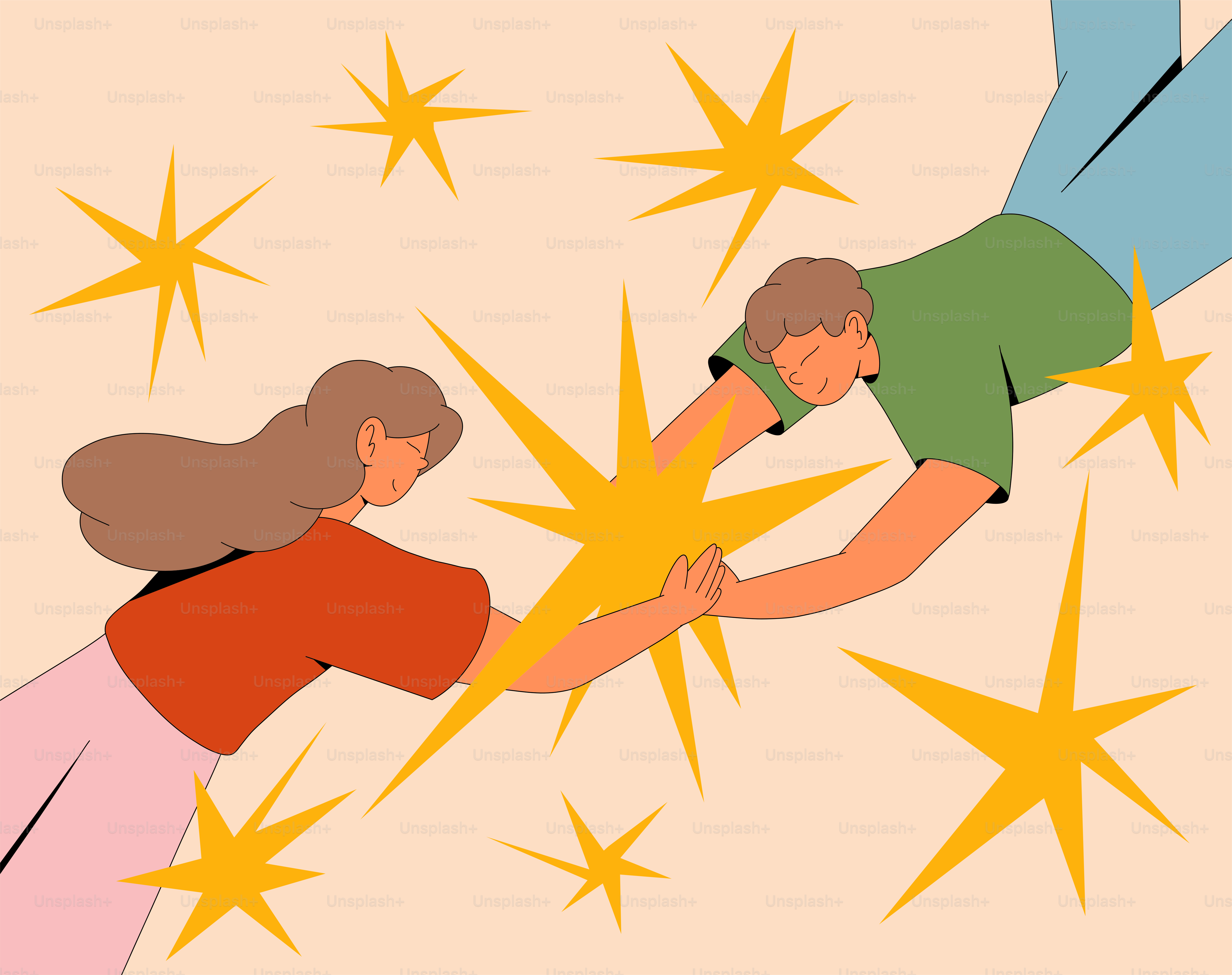 A couple of people that are touching each other