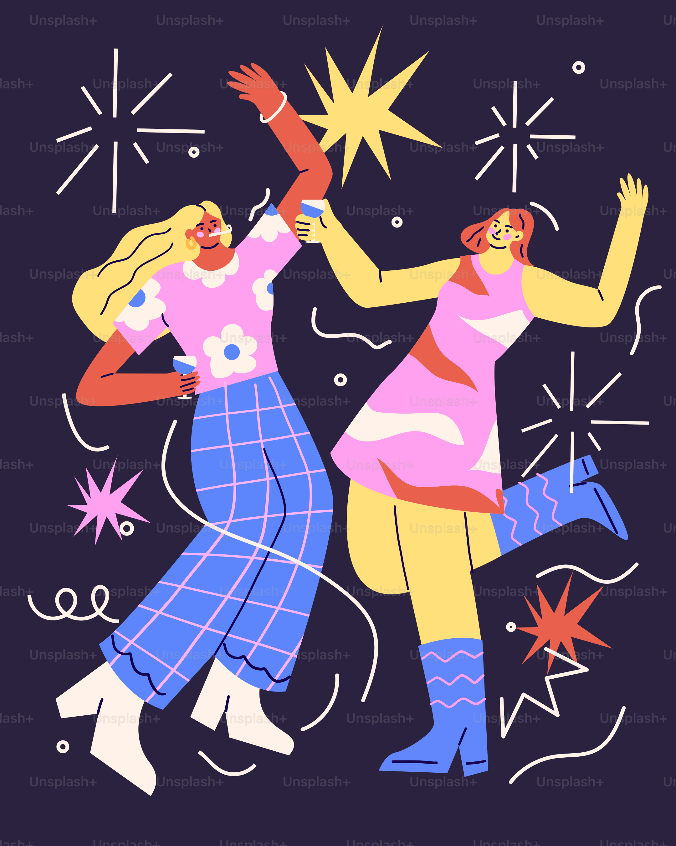 A couple of people dancing together with stars in the background