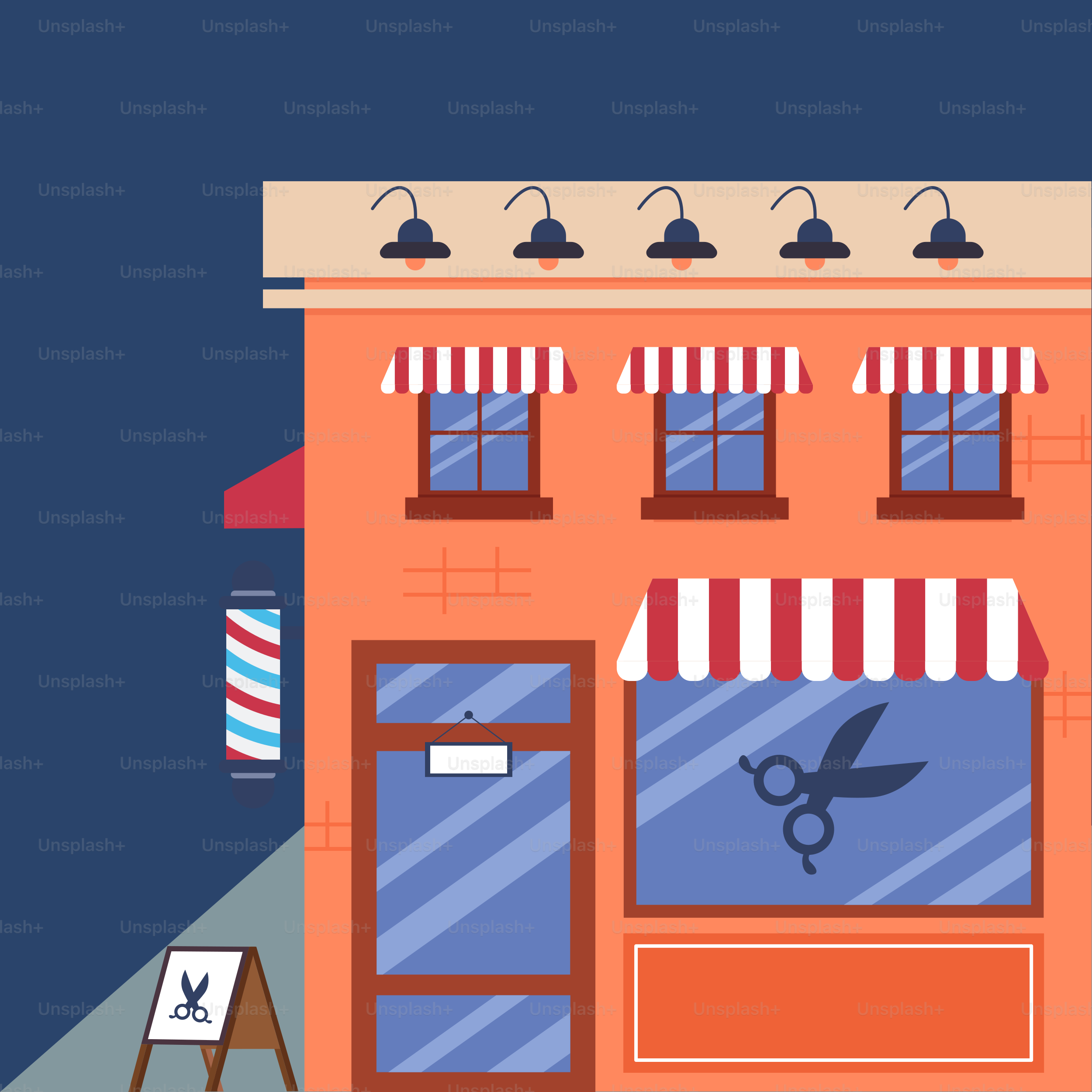 Ein Gebäude mit einer Schere an der Vorderseite