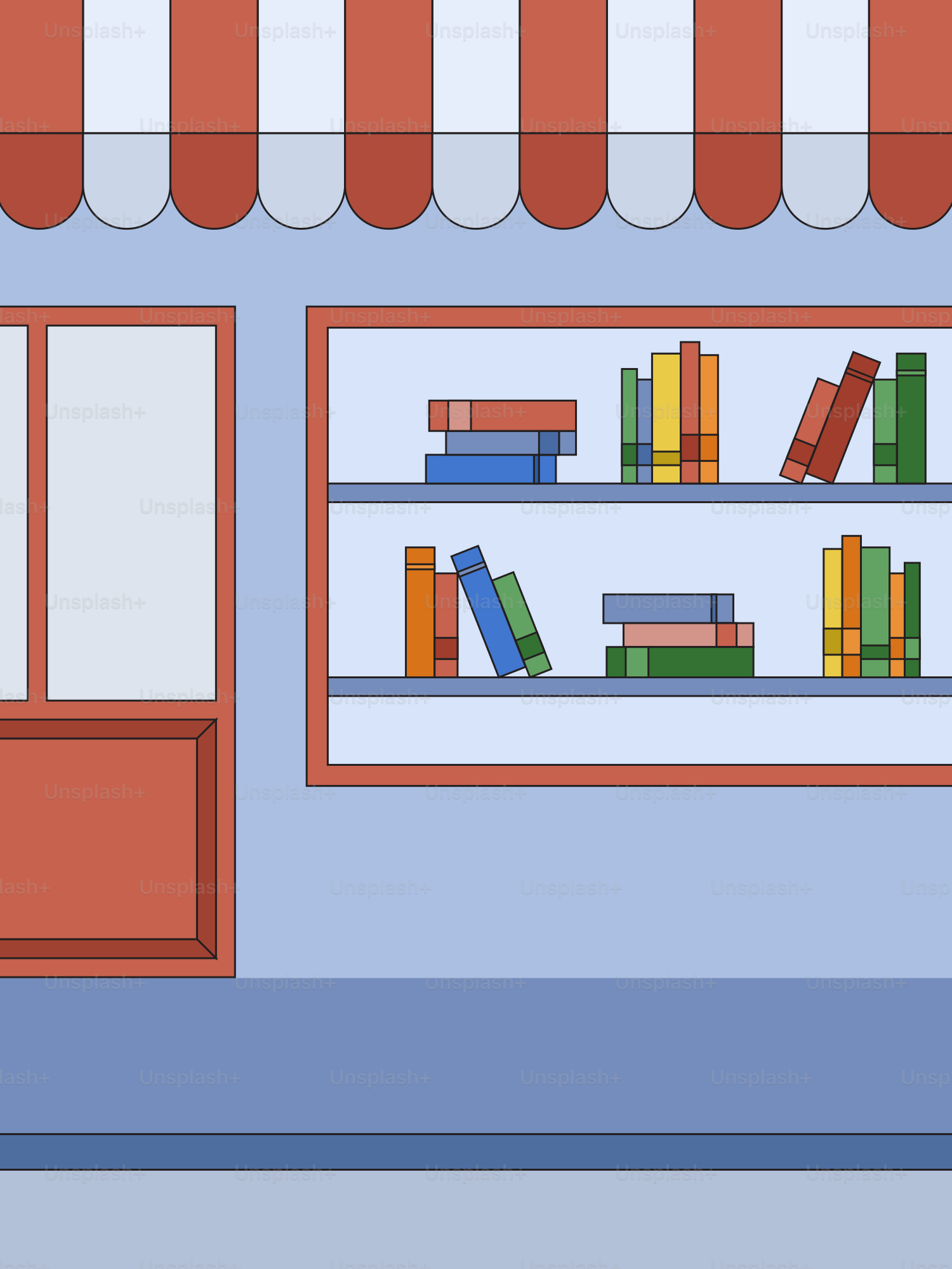 Una stanza con una libreria piena di libri