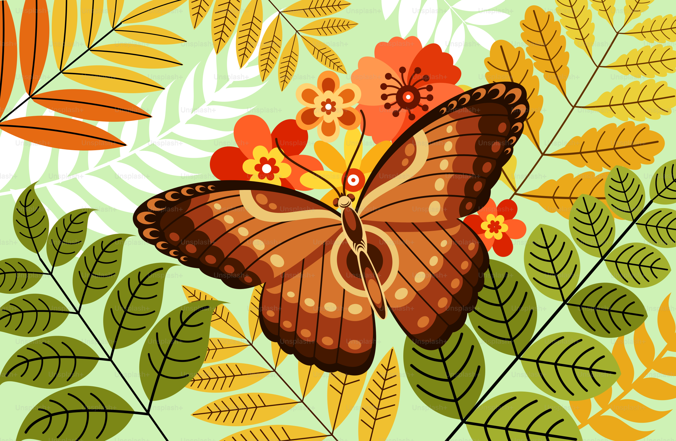 Una imagen de una mariposa sobre fondo verde