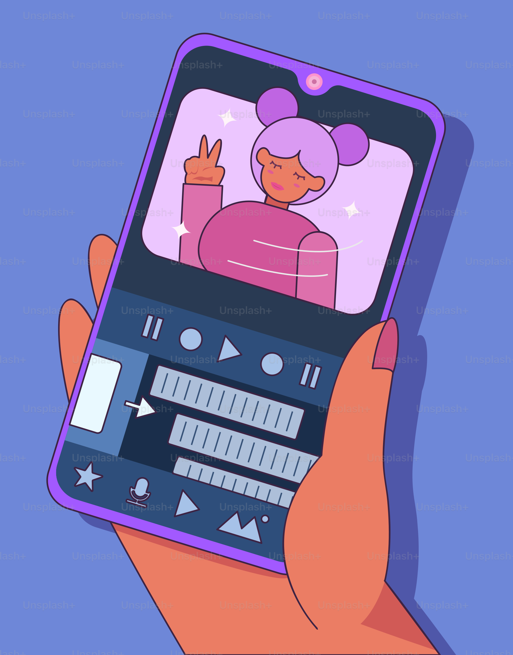 A hand holding a cell phone with a cartoon character on it