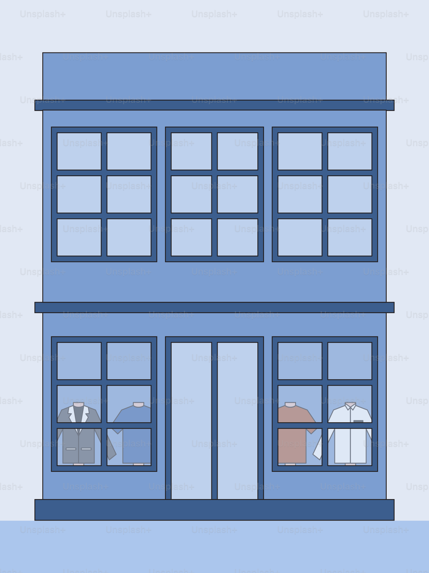 Un edificio alto azul con un reloj en la cima