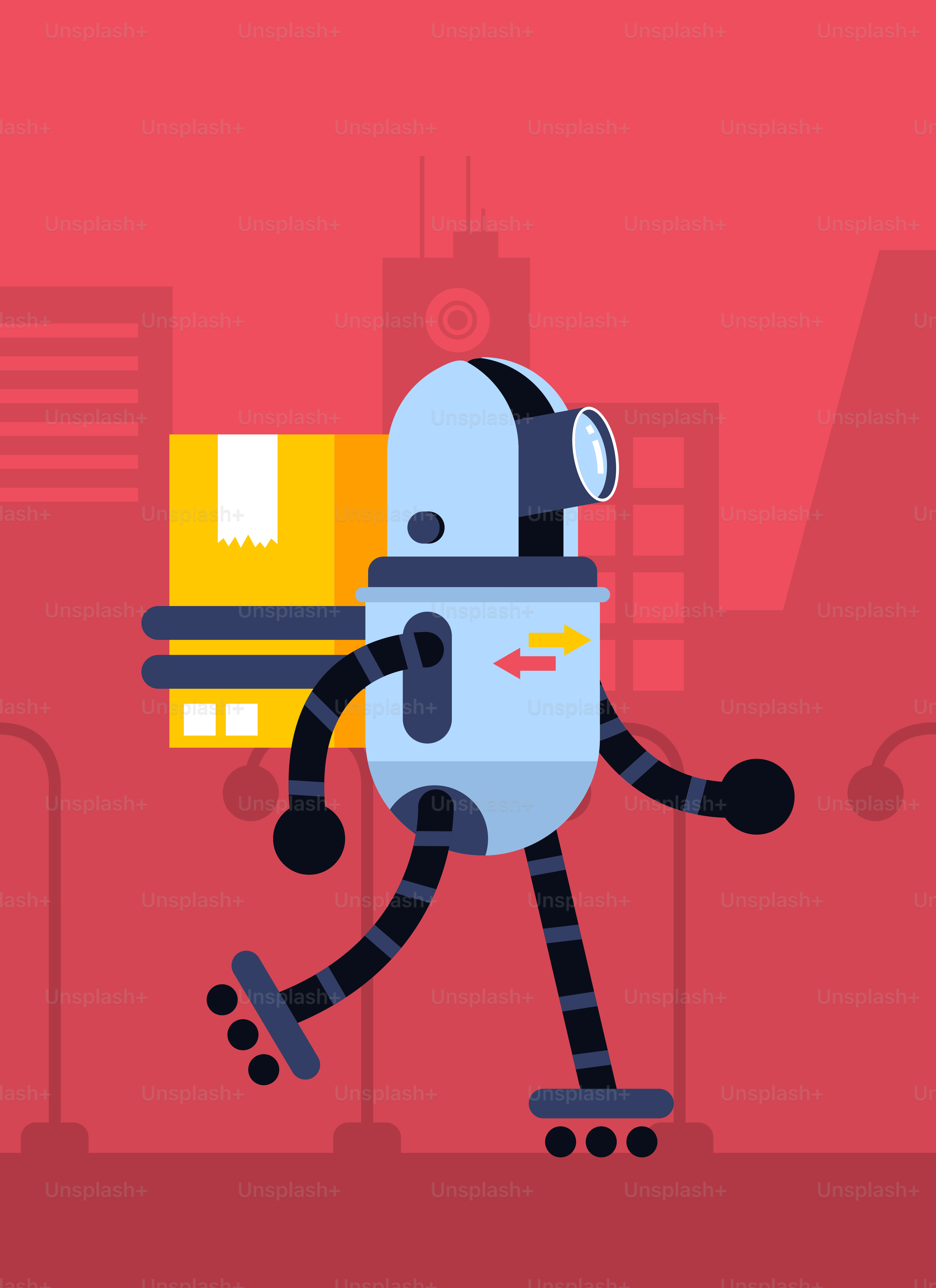 A robot riding a skateboard down a street