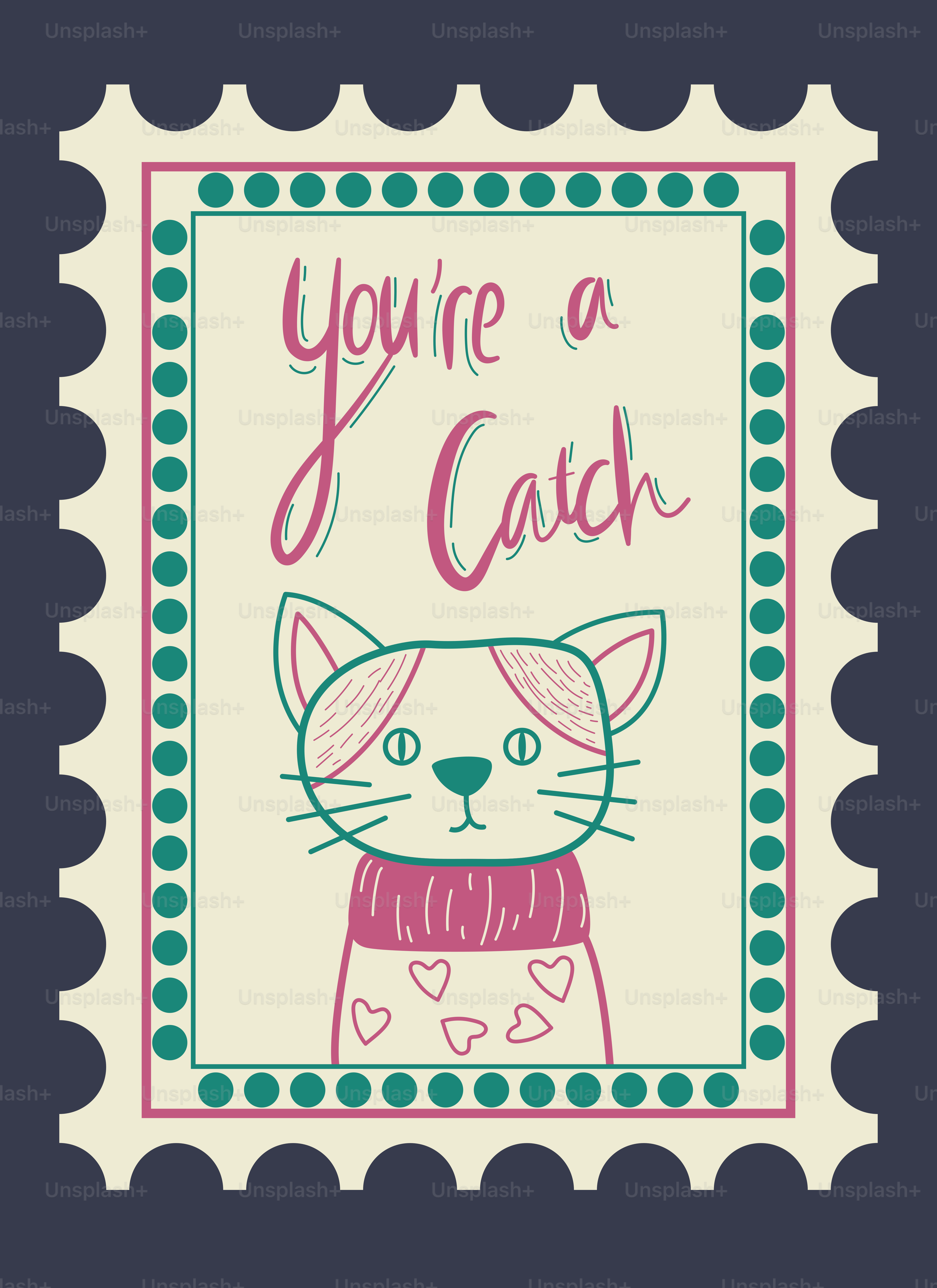 A stamp with a picture of a cat on it