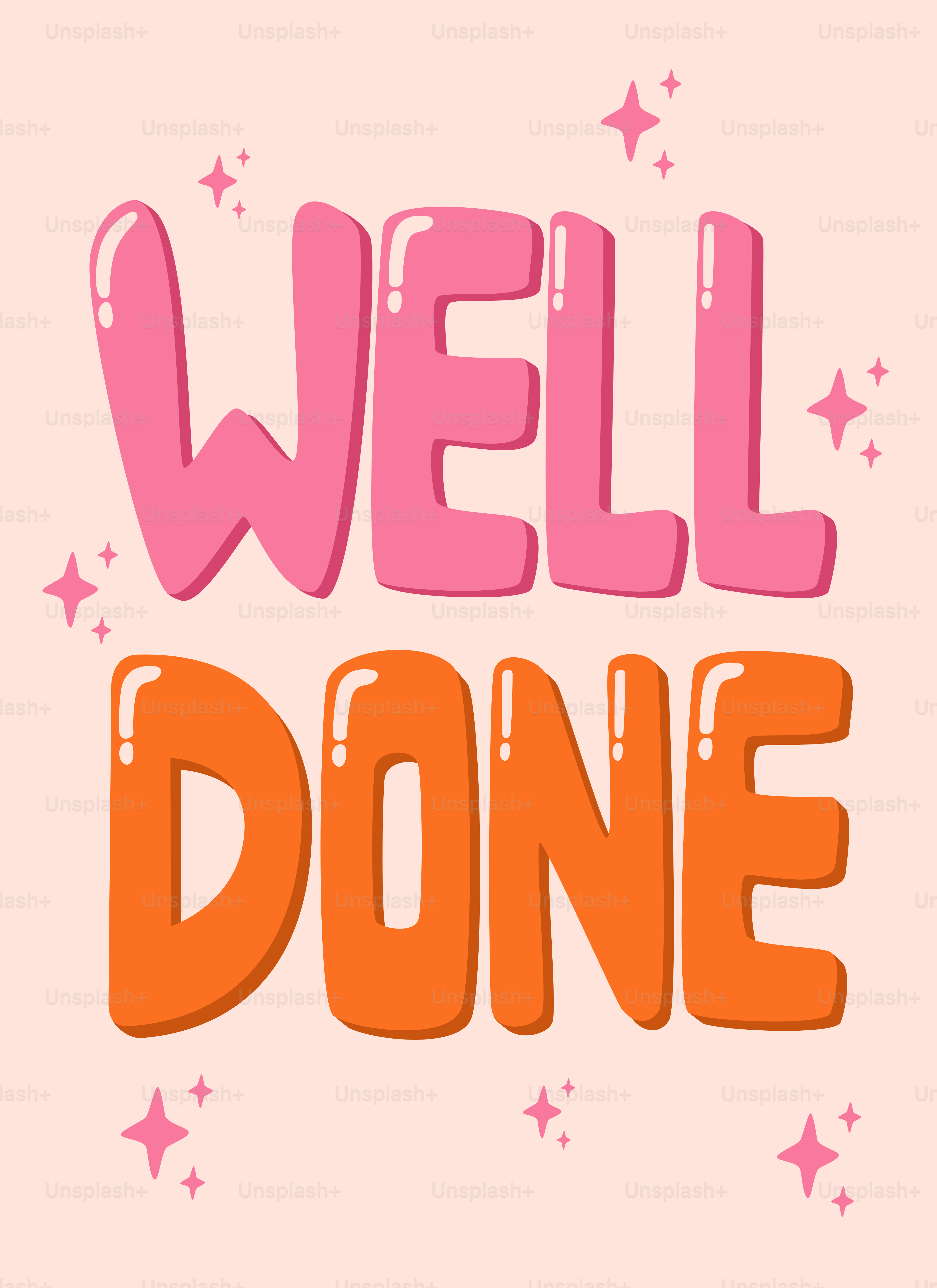 ピンクの背景に「よくやった」と書かれている