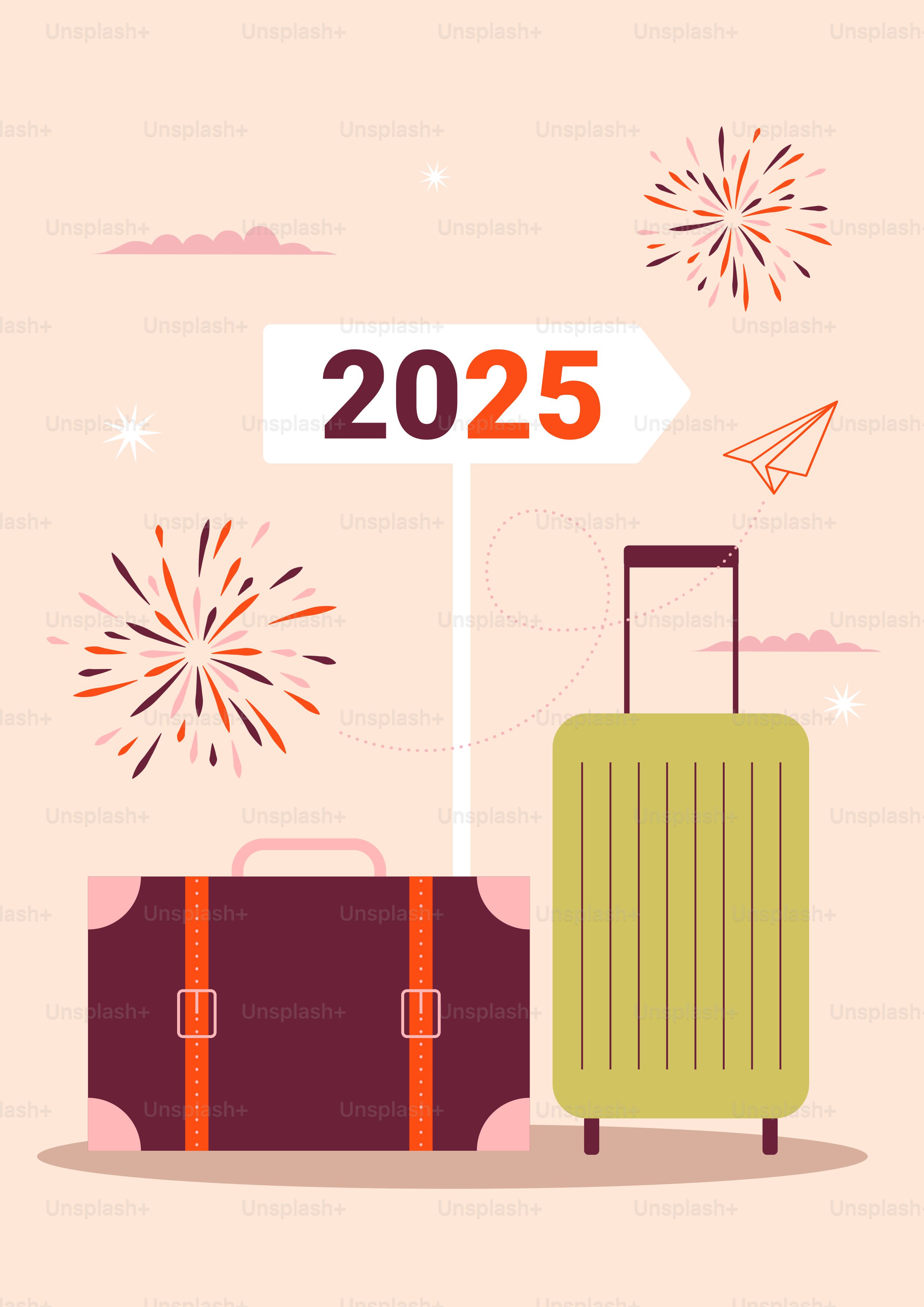 Ein Koffer und ein Schild, auf dem Silvester steht