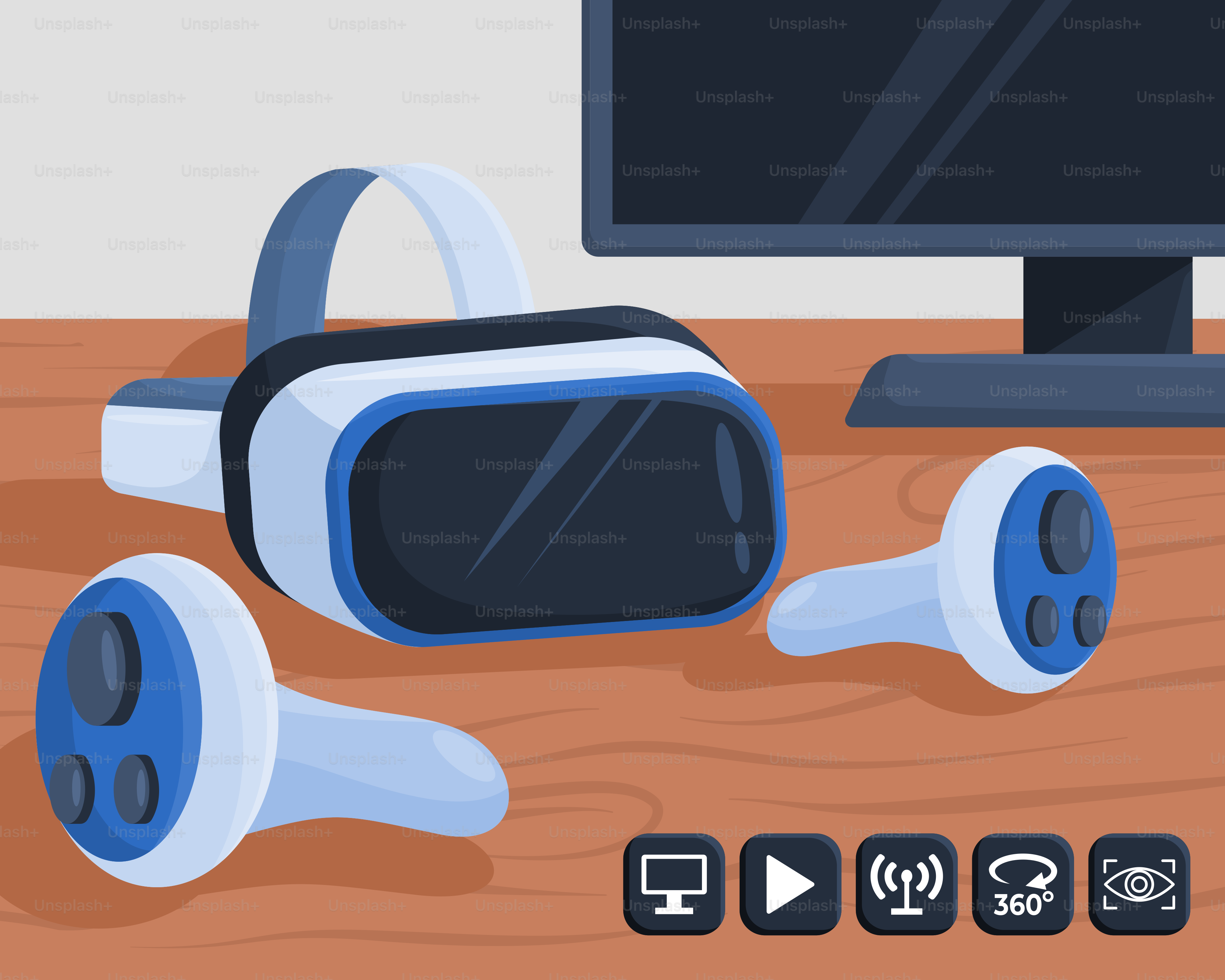 A computer monitor sitting on top of a wooden desk