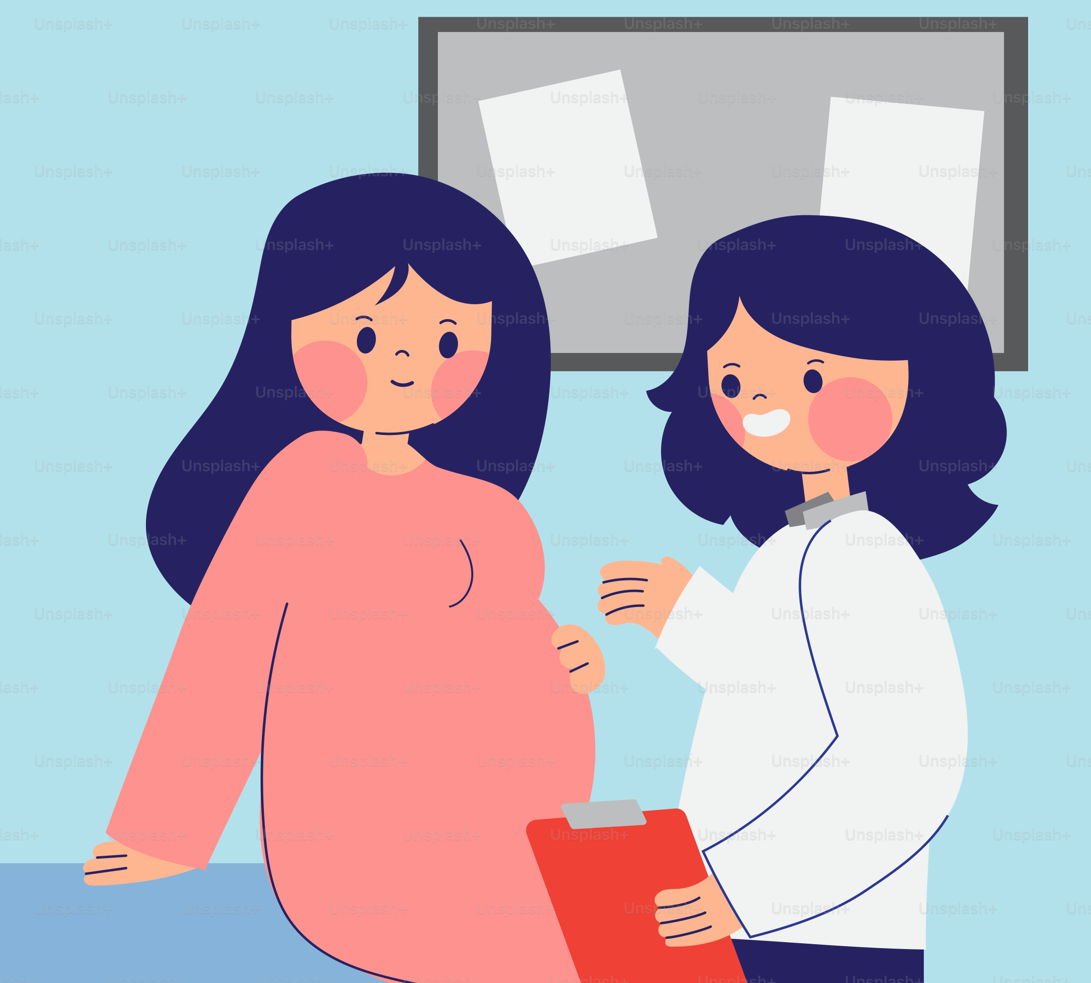 A pregnant woman standing next to a pregnant woman