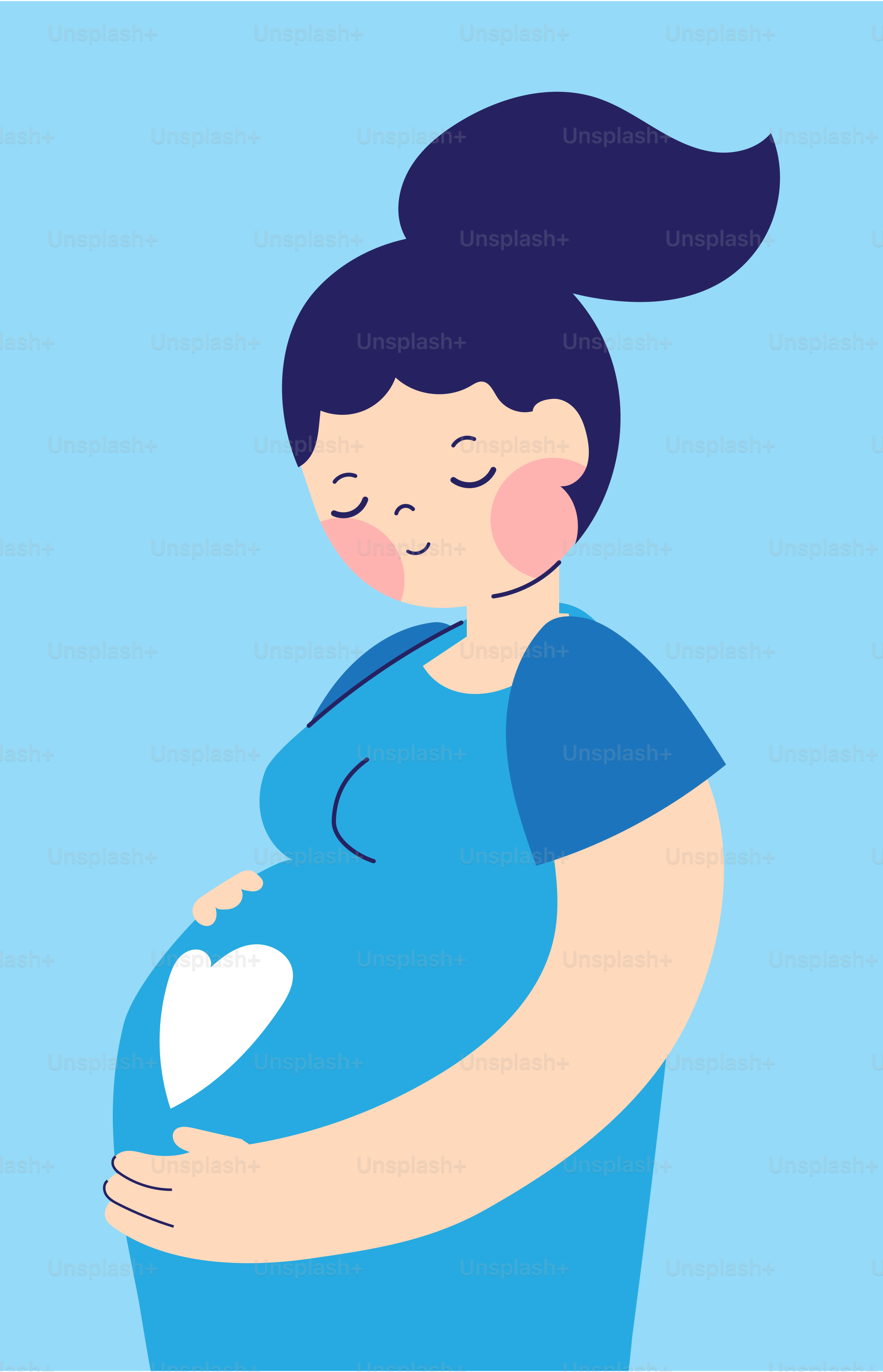 A pregnant woman with a heart on her belly