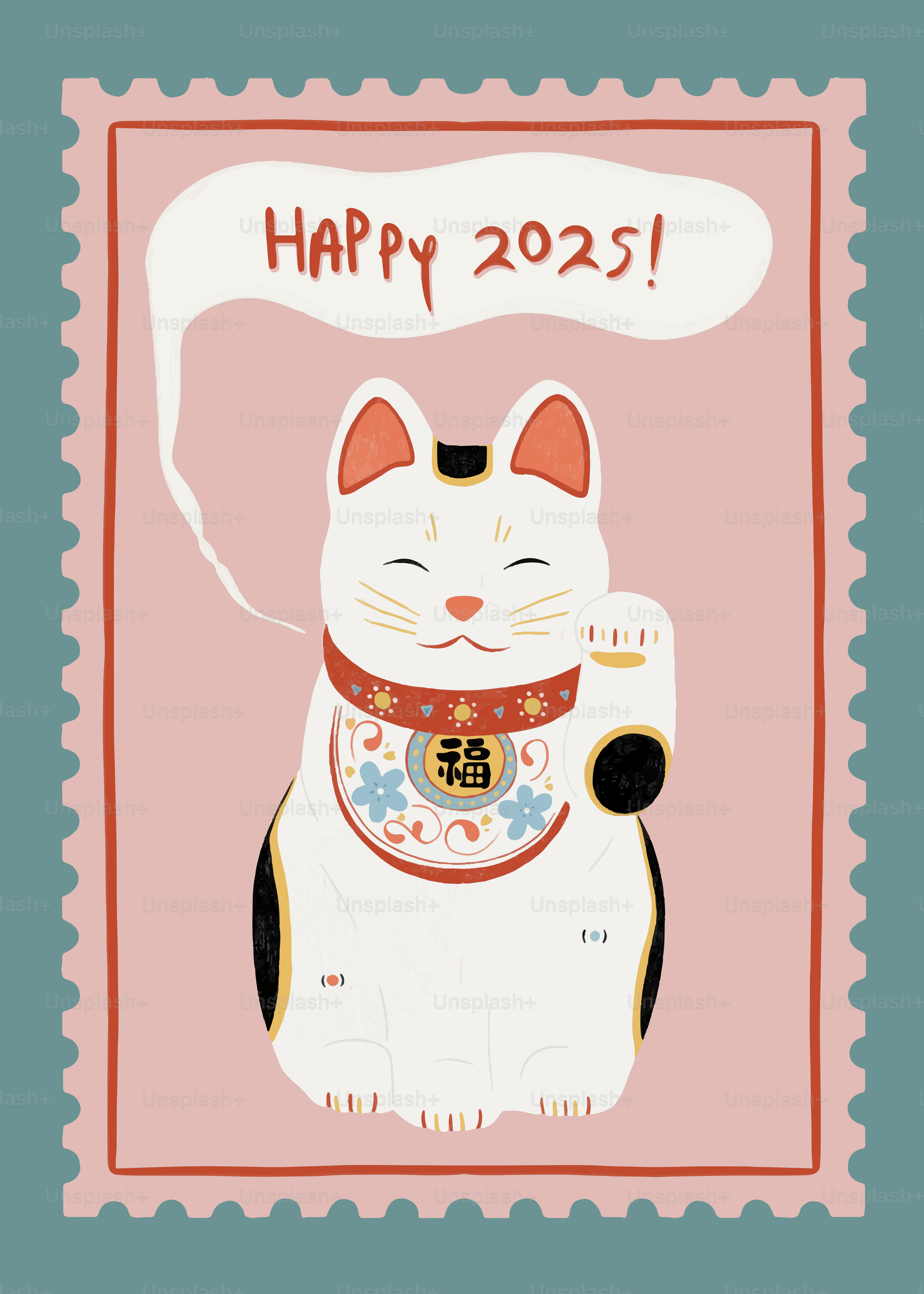 Ein Stempel mit einem Katzenbild darauf