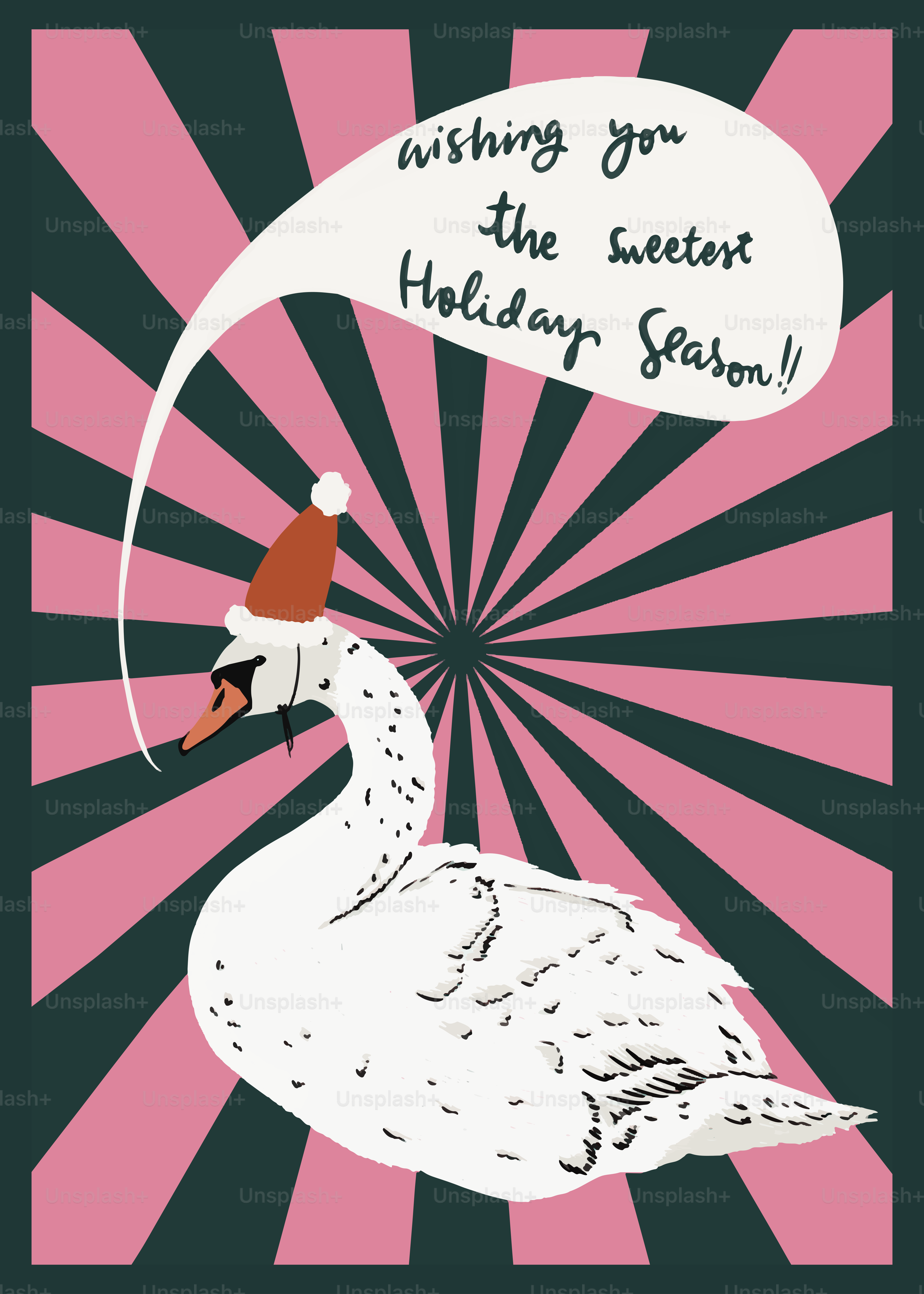 A card with a picture of a duck wearing a santa hat