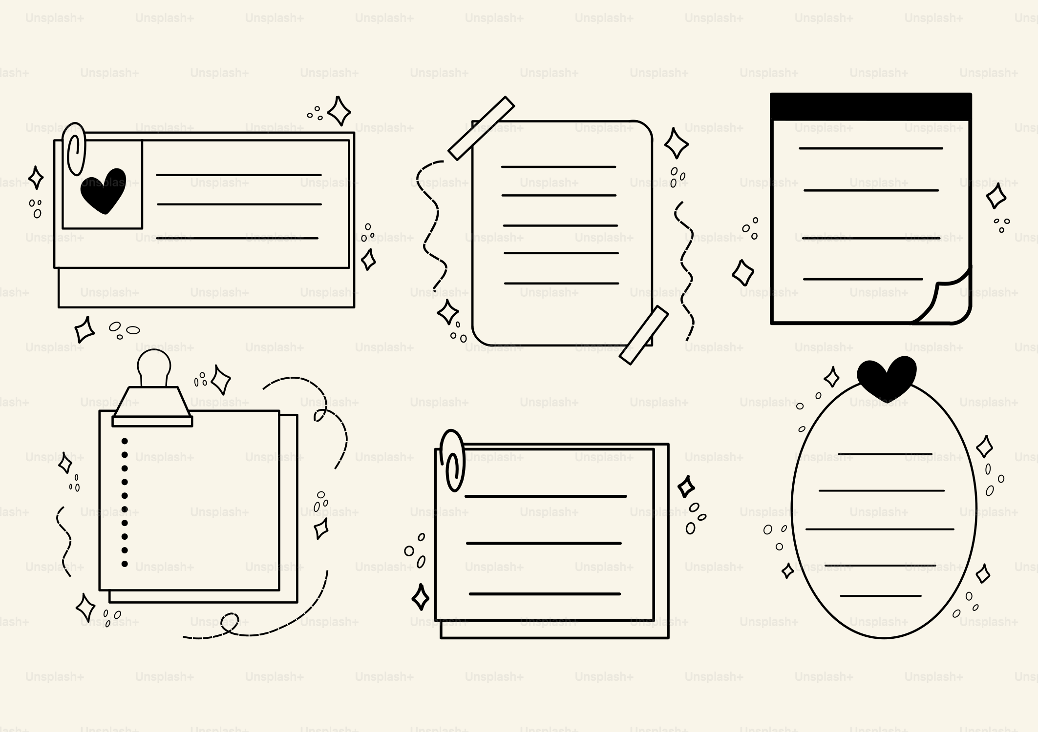 A set of paper with a heart on it