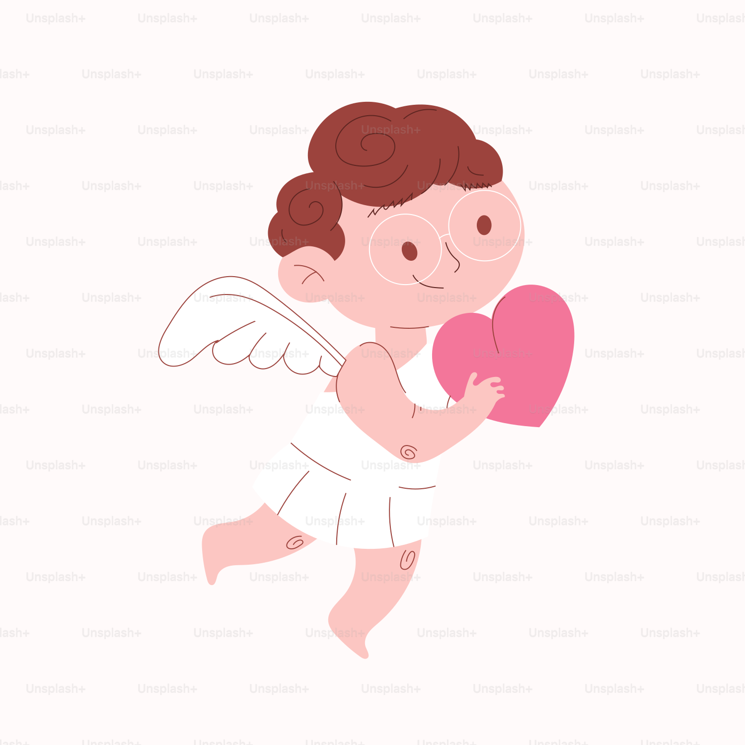 An angel holding a heart on a white background