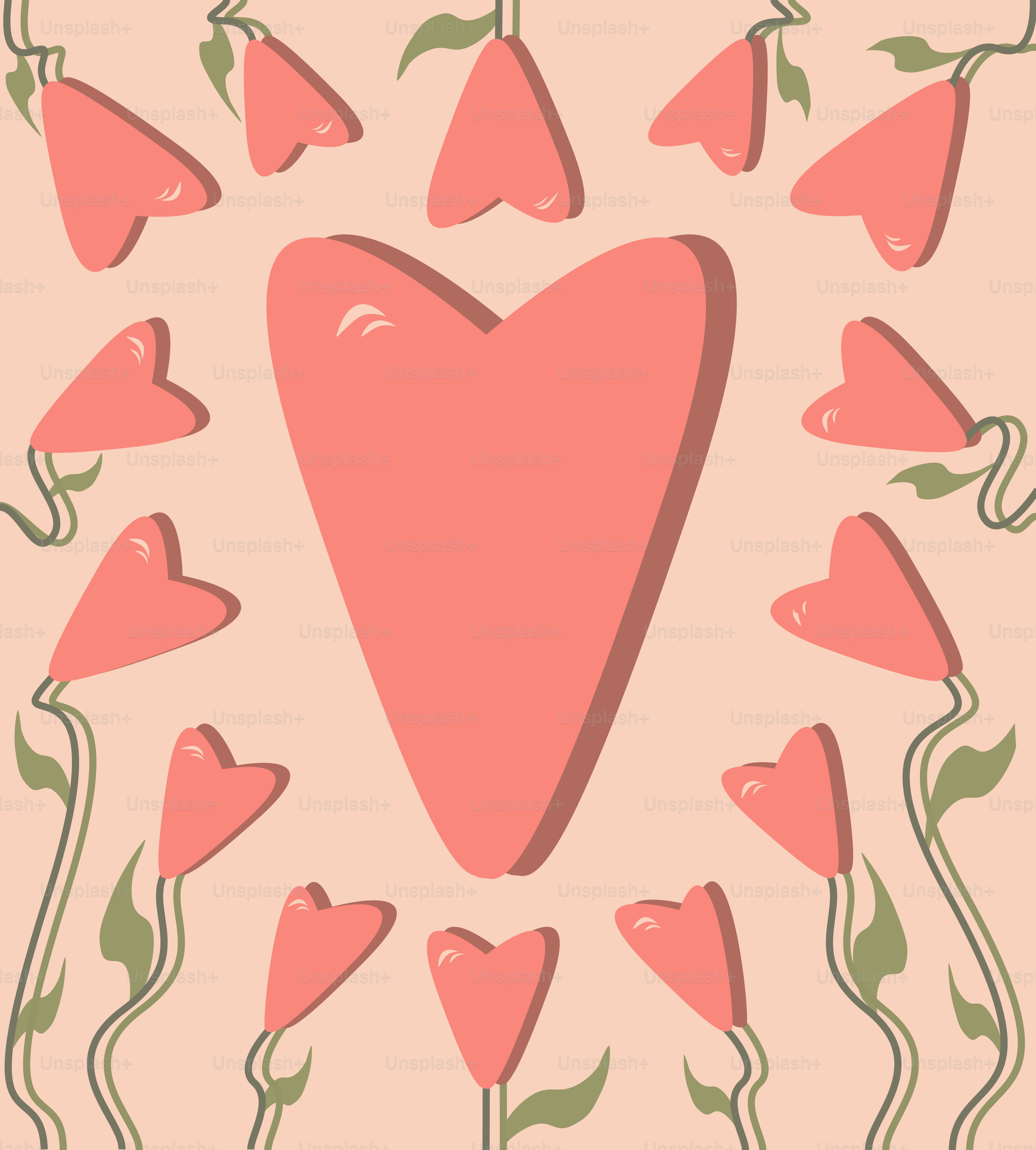 A picture of a heart surrounded by flowers