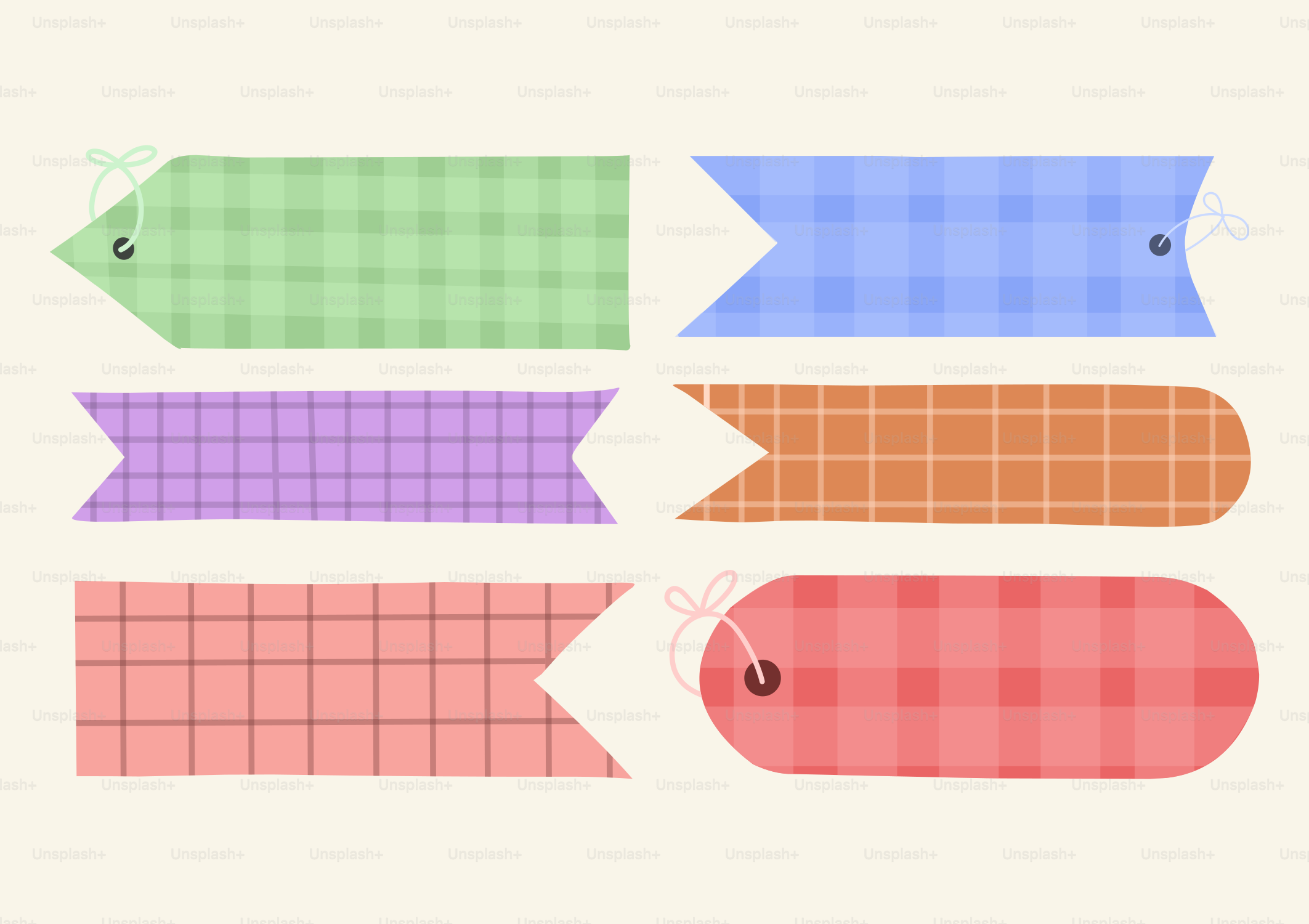 흰색 배경에 있는 4가지 색상의 레이블 집합입니다