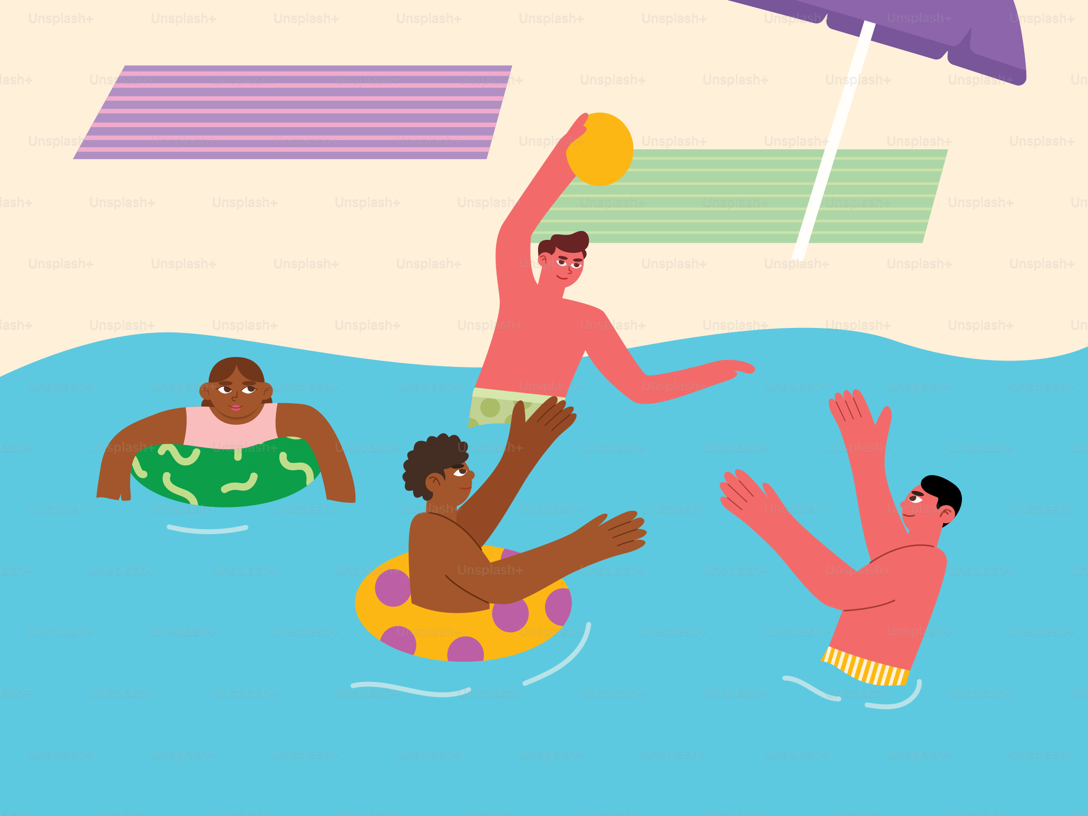 A group of people floating on top of a body of water