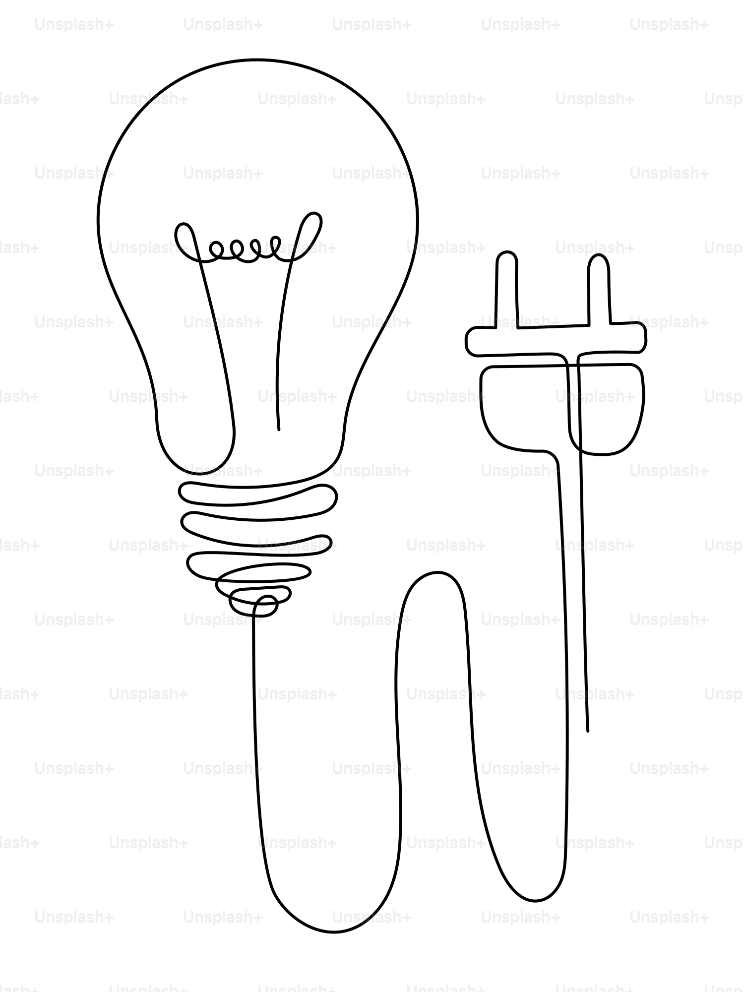 A drawing of a light bulb and a plug