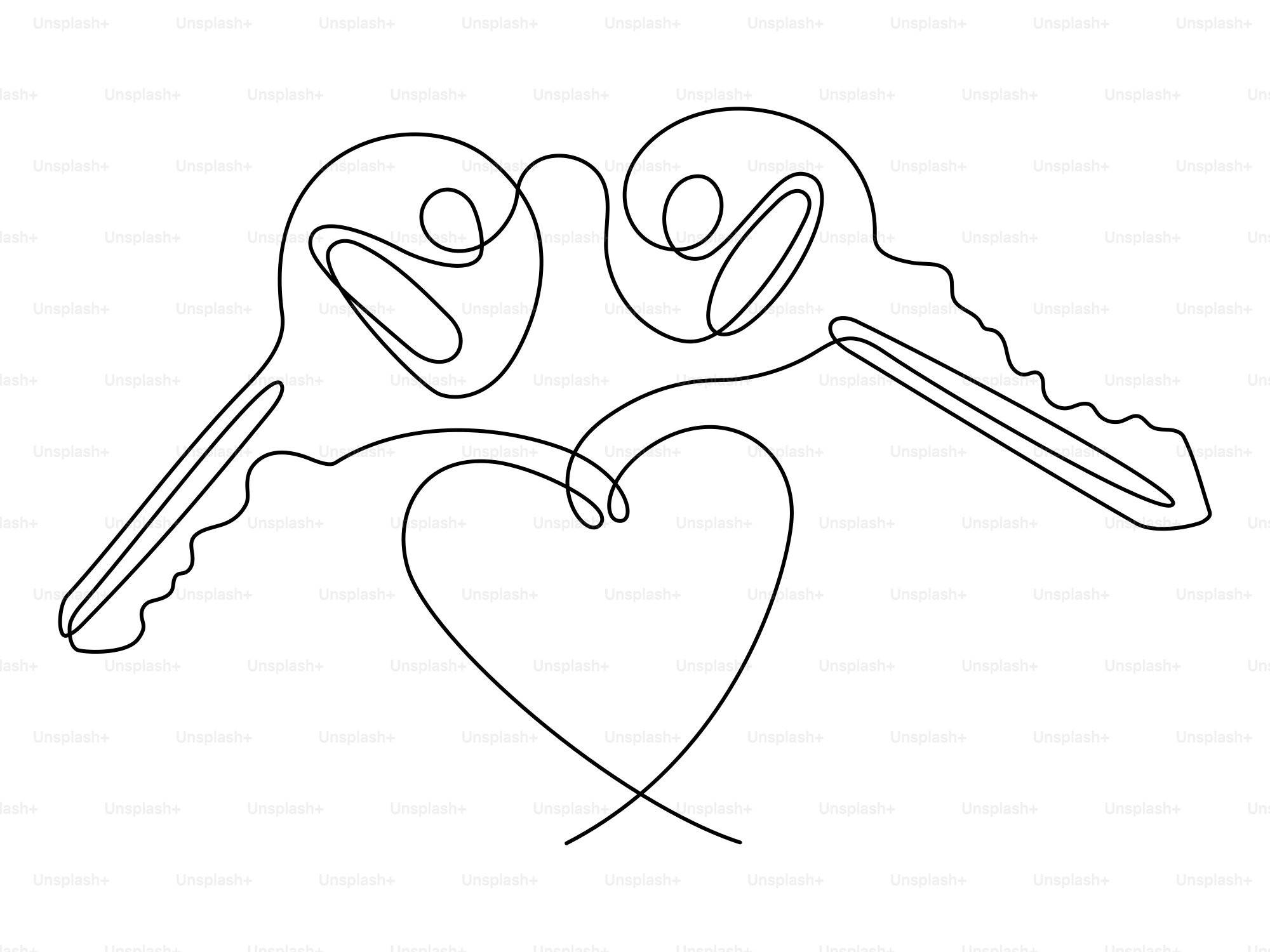 하트 모양의 두 열쇠 그림 벡터 – Unsplash의 추상적인 이미지, image size:3000x2250