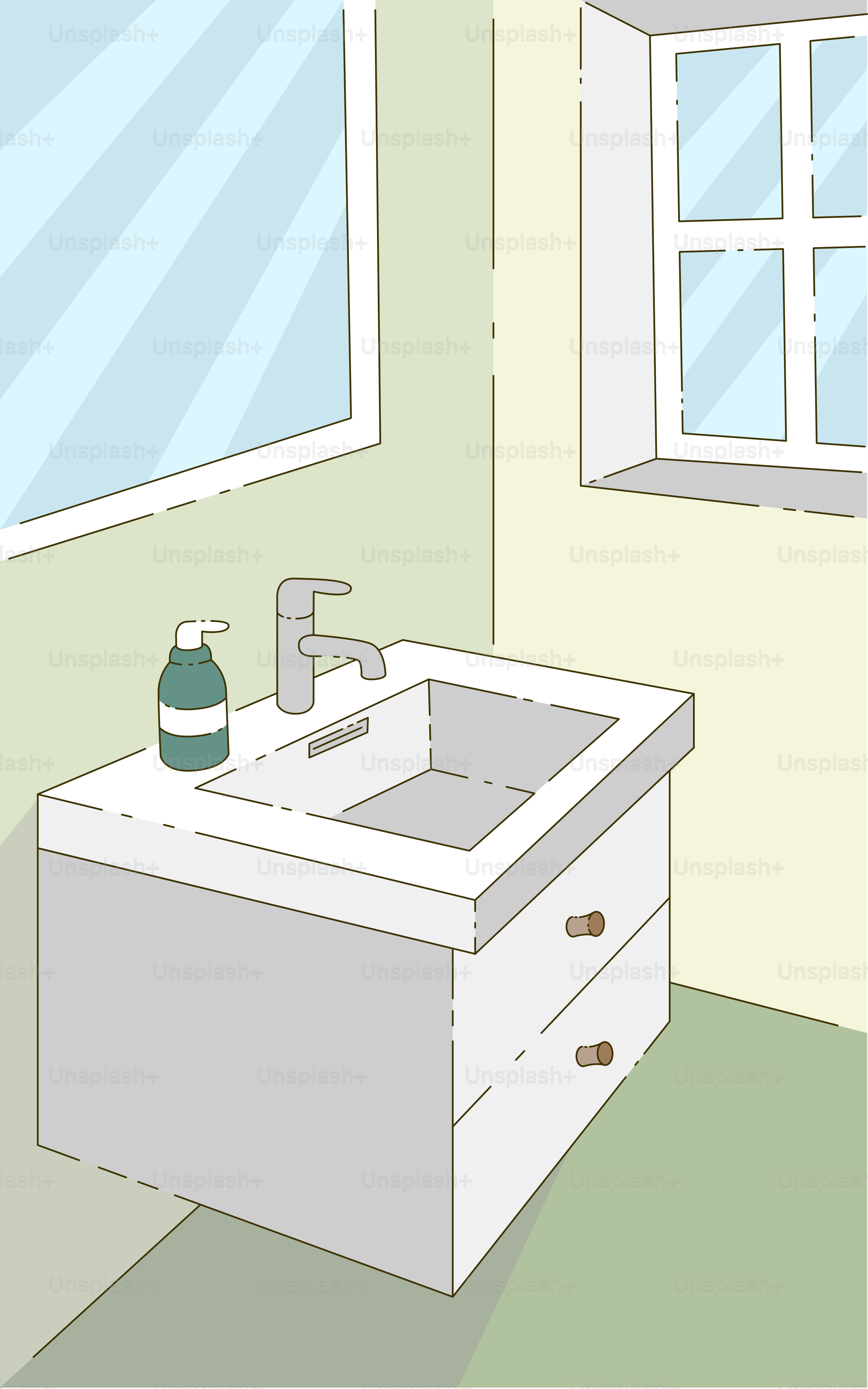 A bathroom sink sitting under a window next to a window