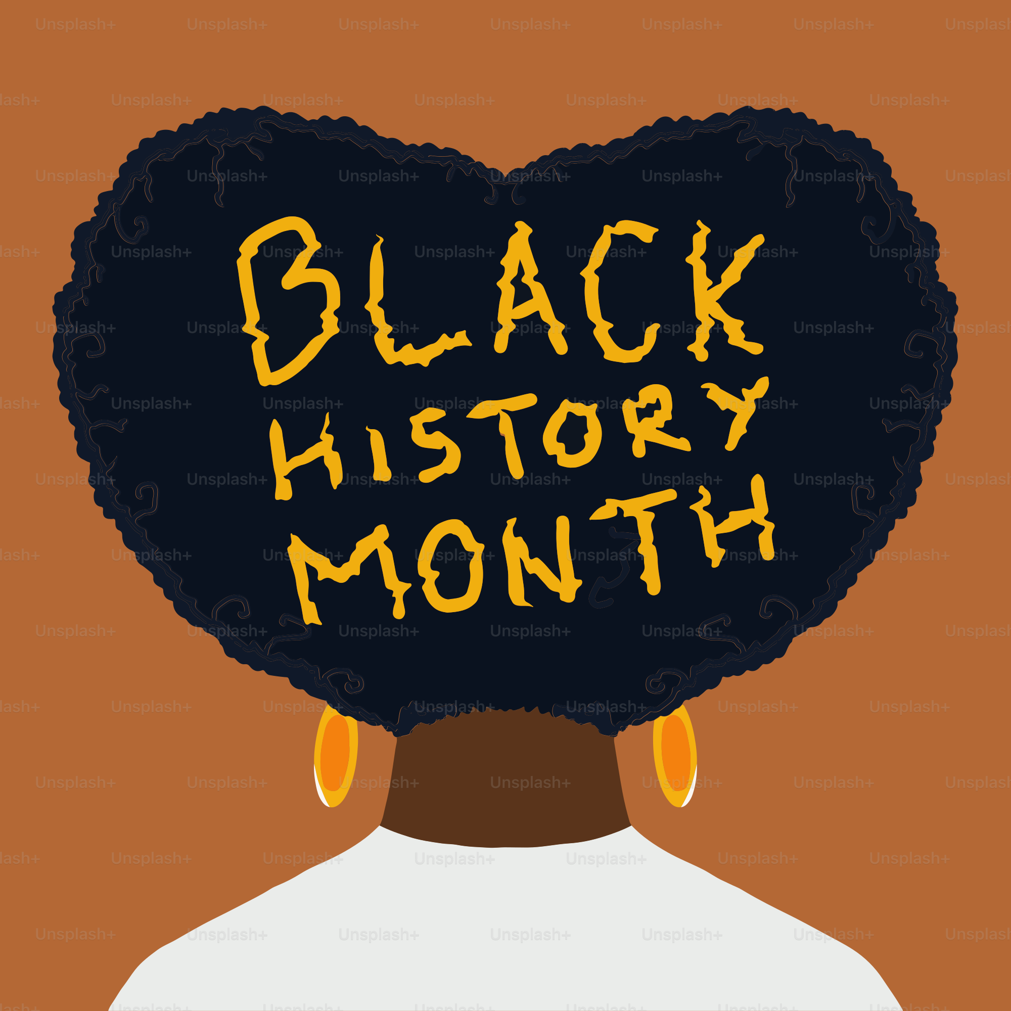 Un cartel del mes de la historia negra con la cabeza de una mujer