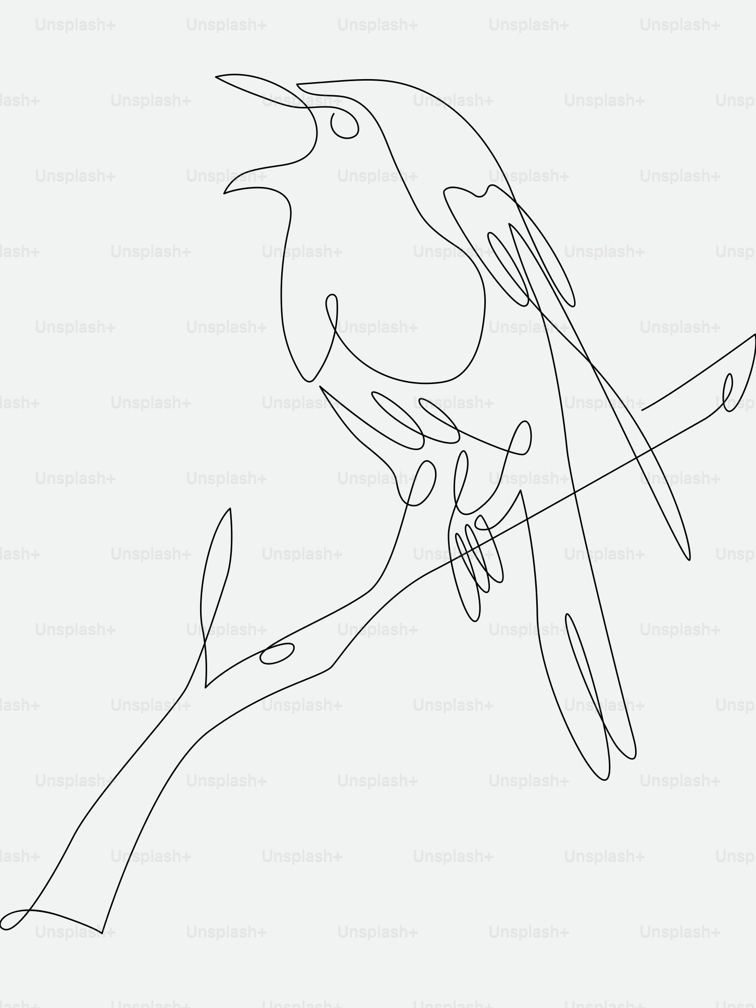 A drawing of a bird sitting on a branch