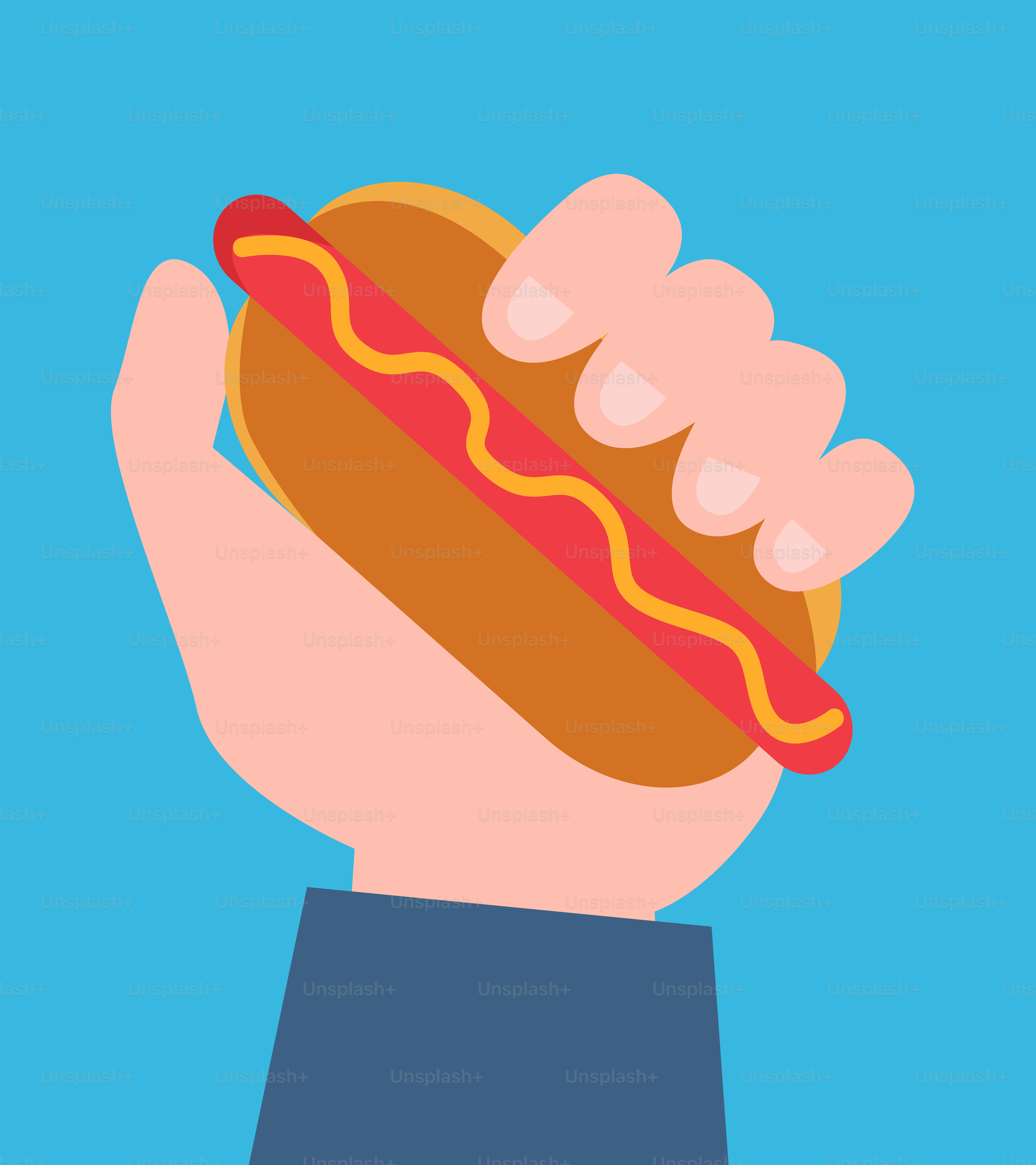 Una persona sosteniendo un perrito caliente en la mano