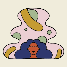 A drawing of a woman with her eyes closed