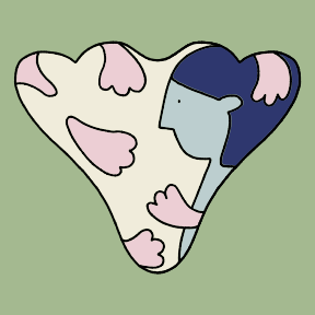 Un dibujo de la cabeza de una vaca con un fondo verde