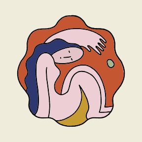 Un disegno di una donna che tiene in braccio un bambino