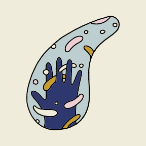 Dibujo de una mano que sale de un vaso