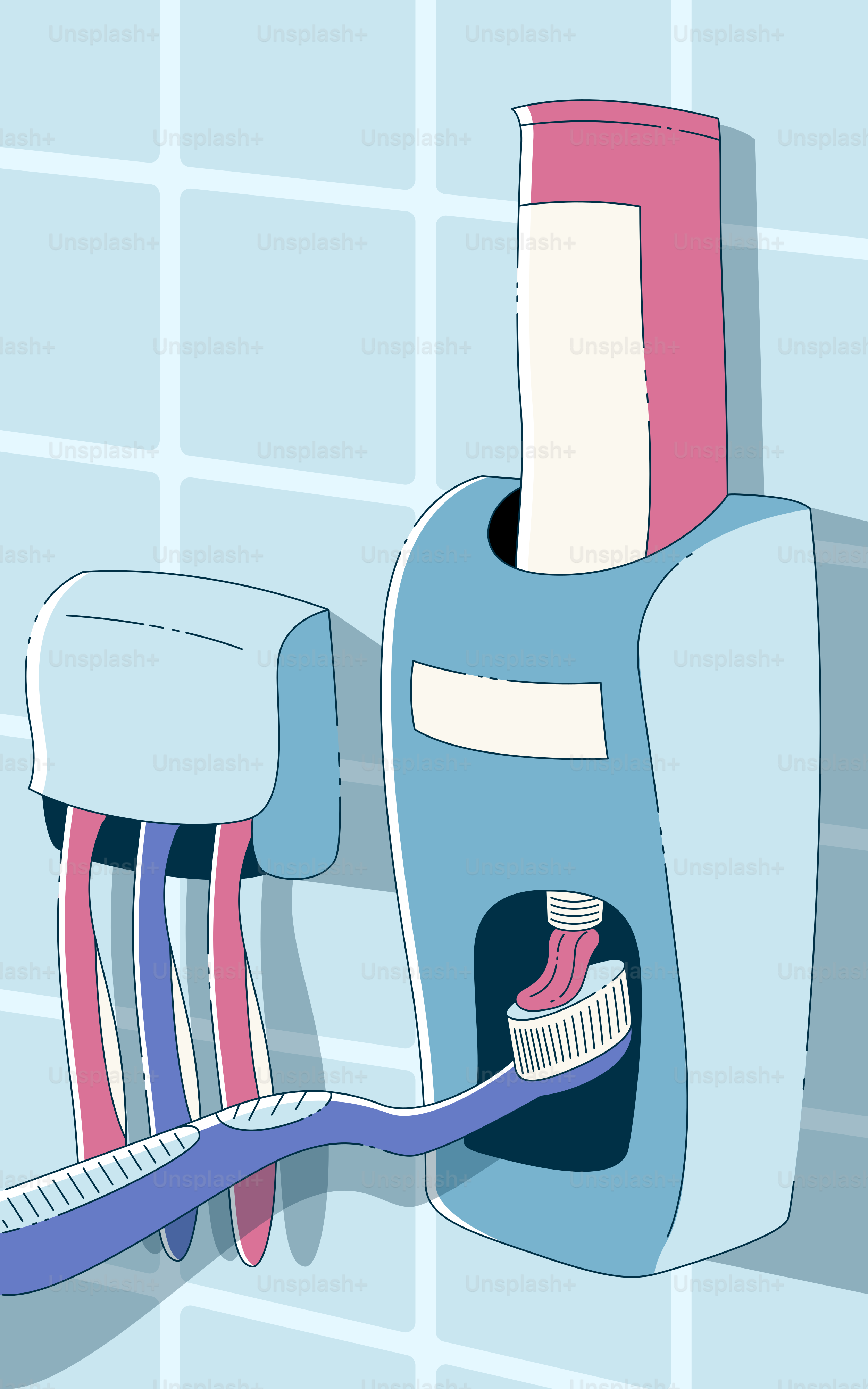 A toothbrush and toothpaste holder in a bathroom