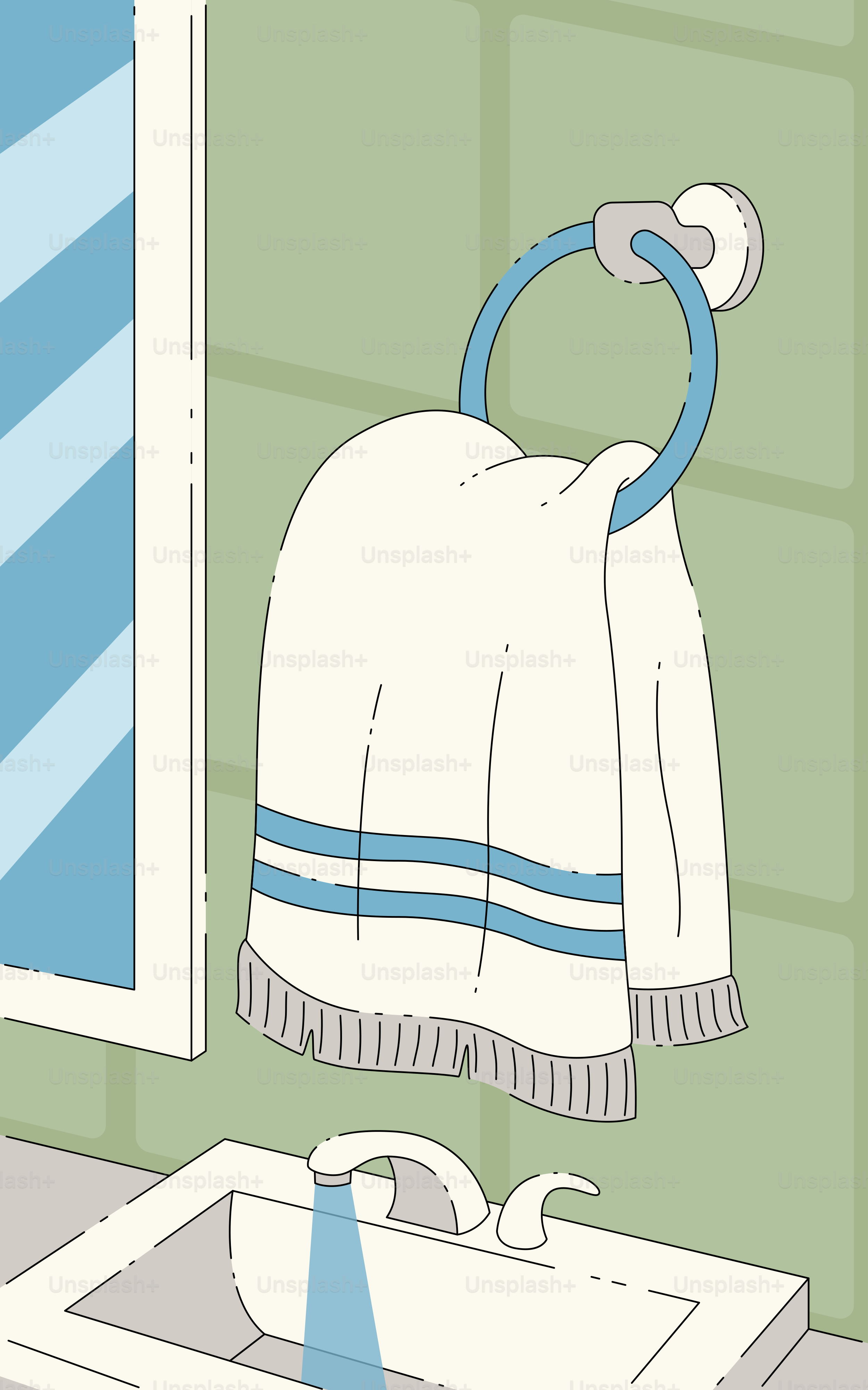 A bathroom sink with a towel hanging on the wall