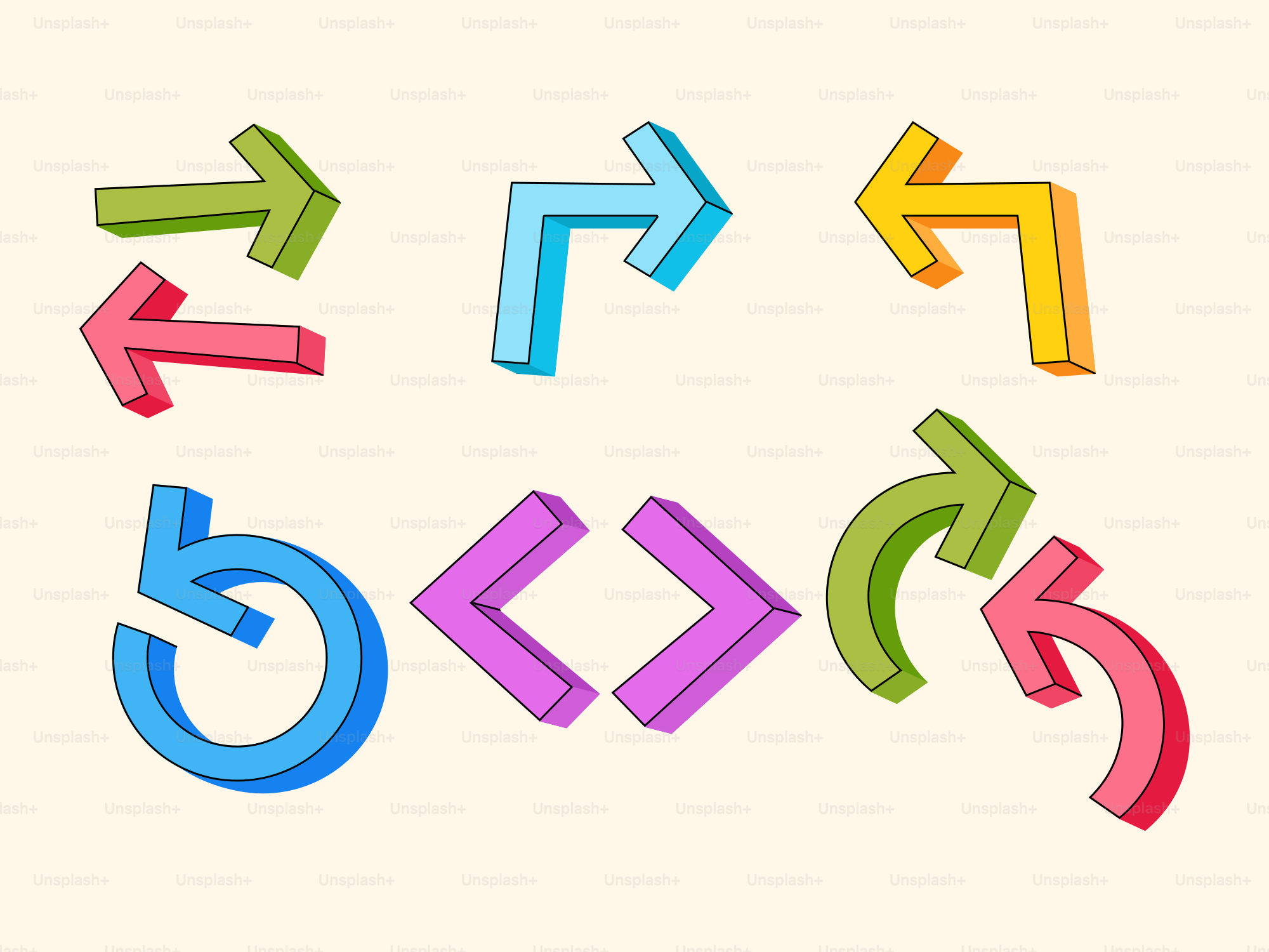 A group of colorful letters and numbers on a white background