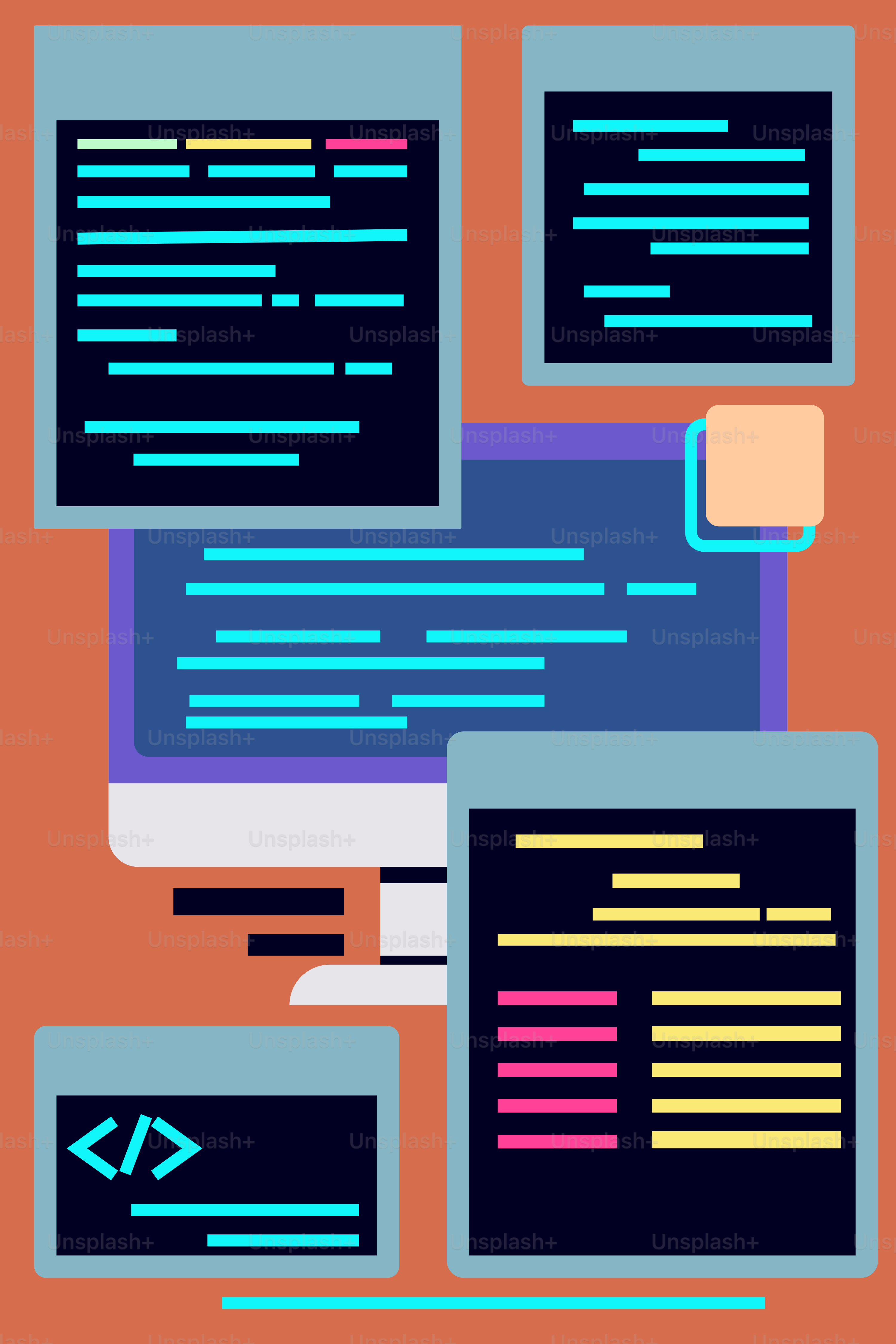 A computer screen with a bunch of screens on it vector – Technology ...