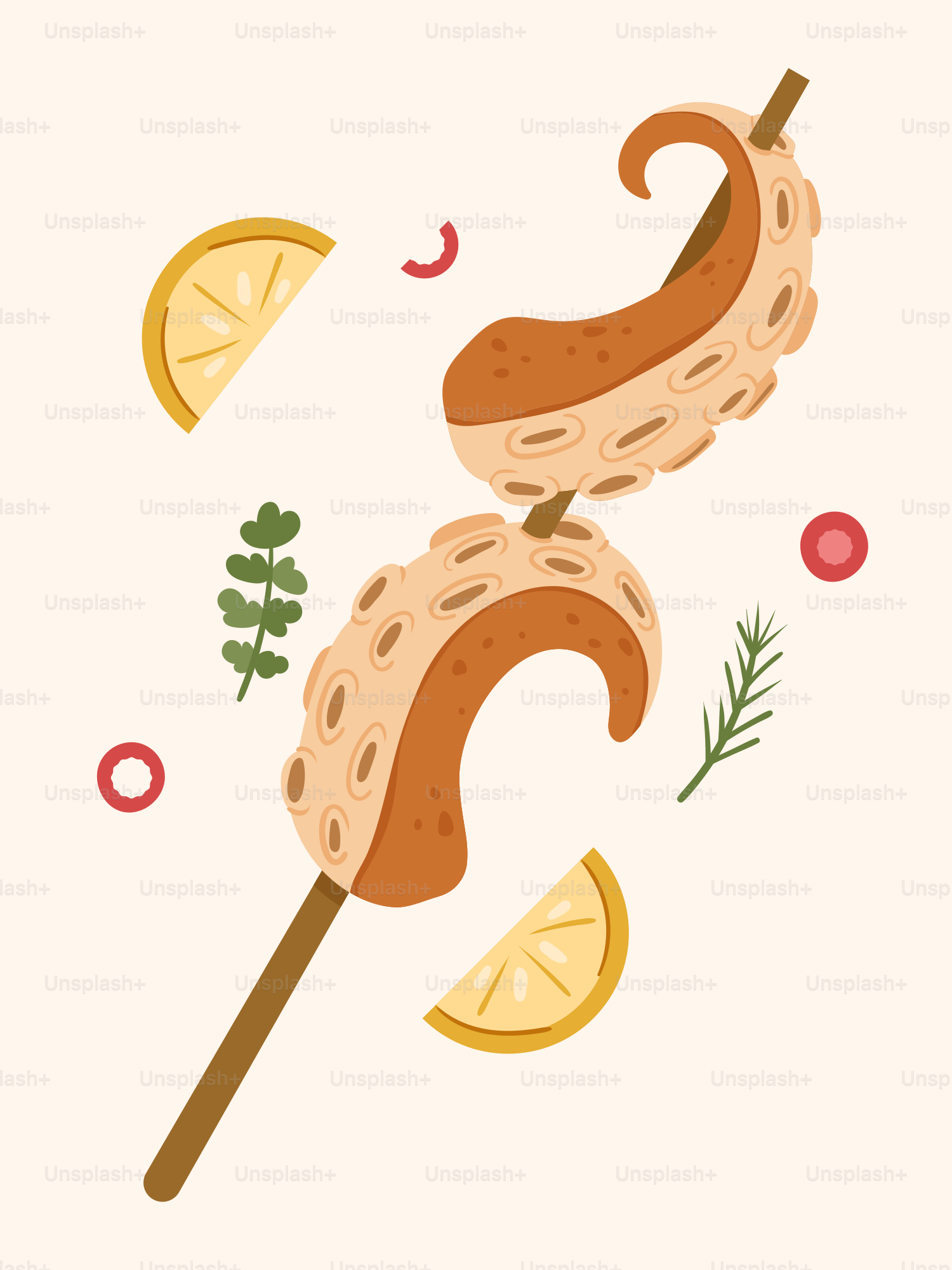 A drawing of a hot dog on a stick