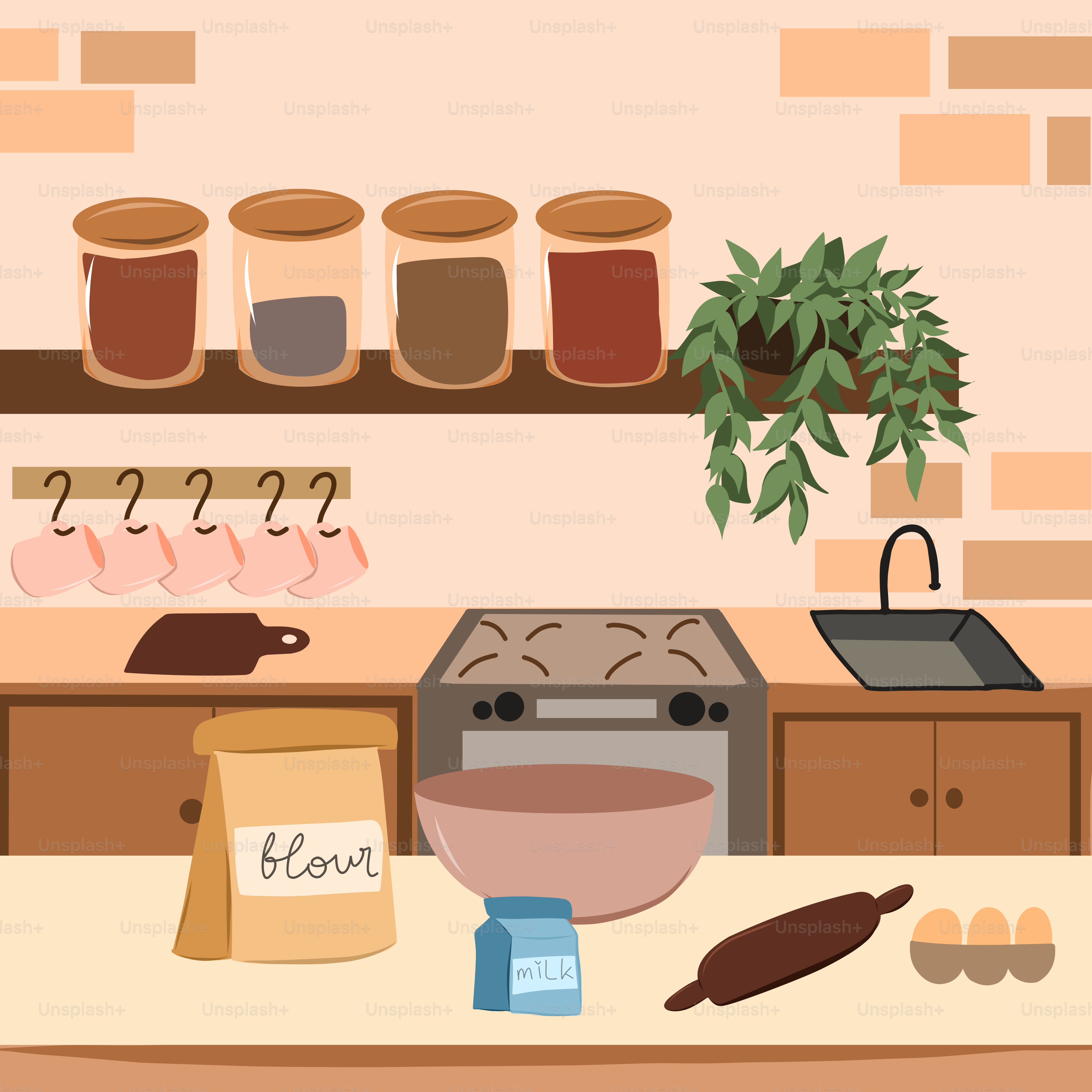 A kitchen with a stove top oven sitting on top of a counter