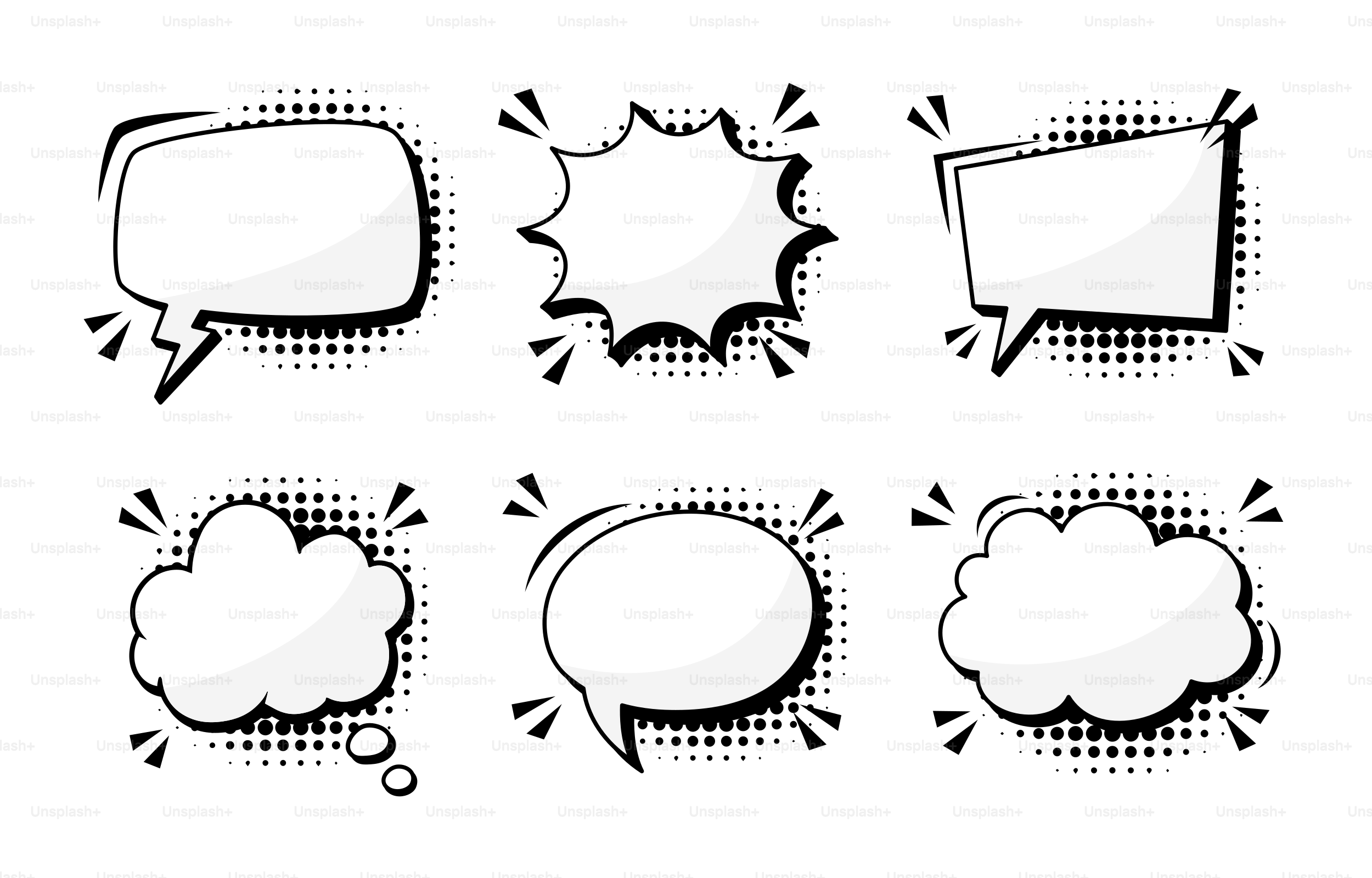 Un conjunto de bocadillos cómicos