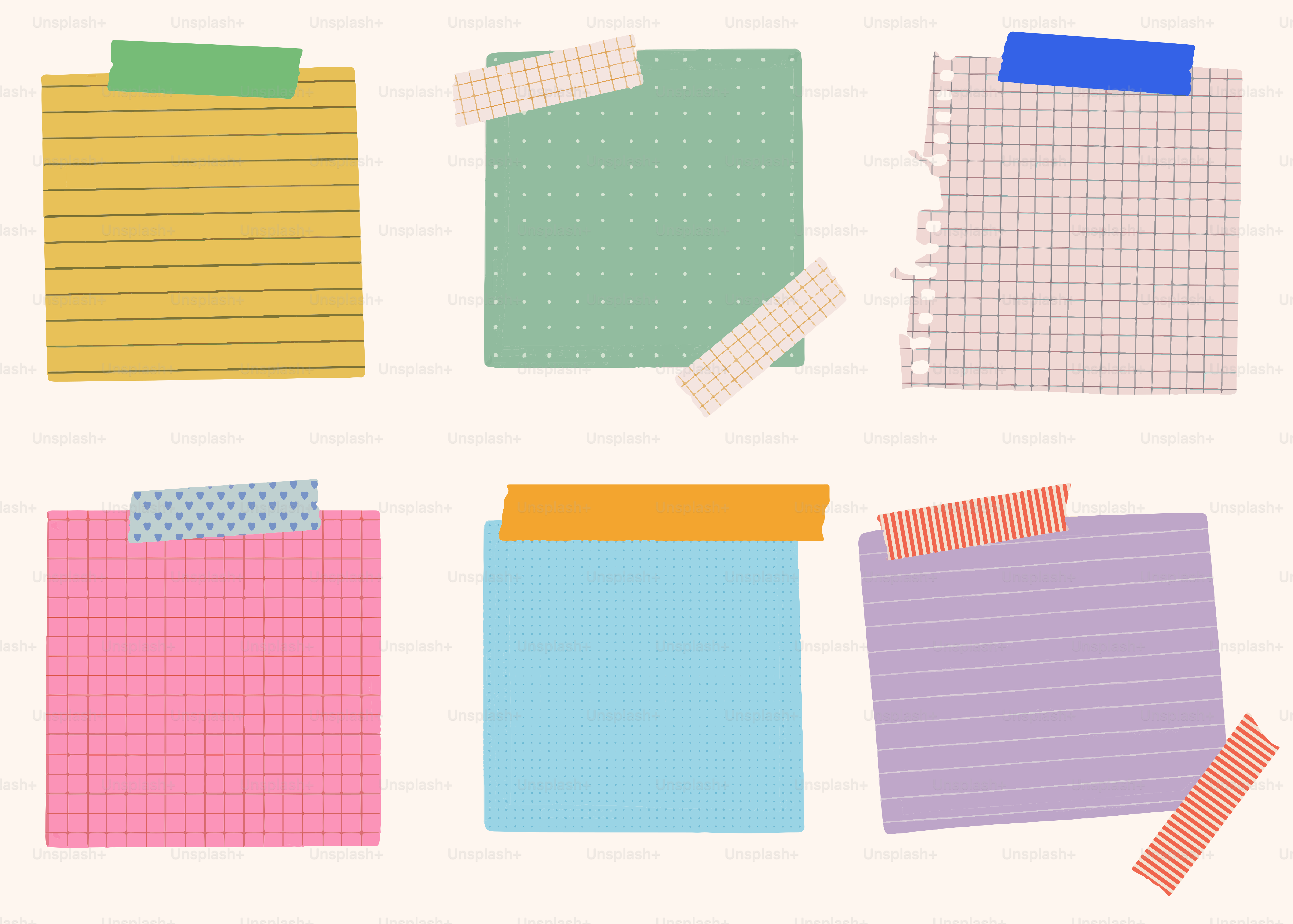 A collection of different colored papers and sticky notes
