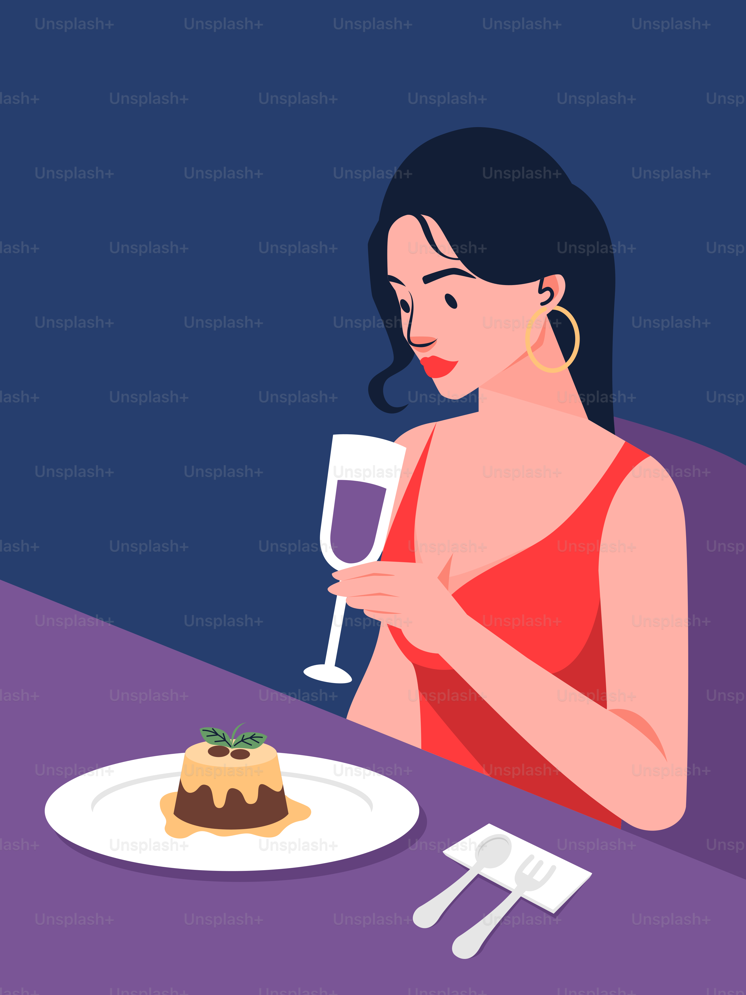A woman sitting at a table holding a glass of wine