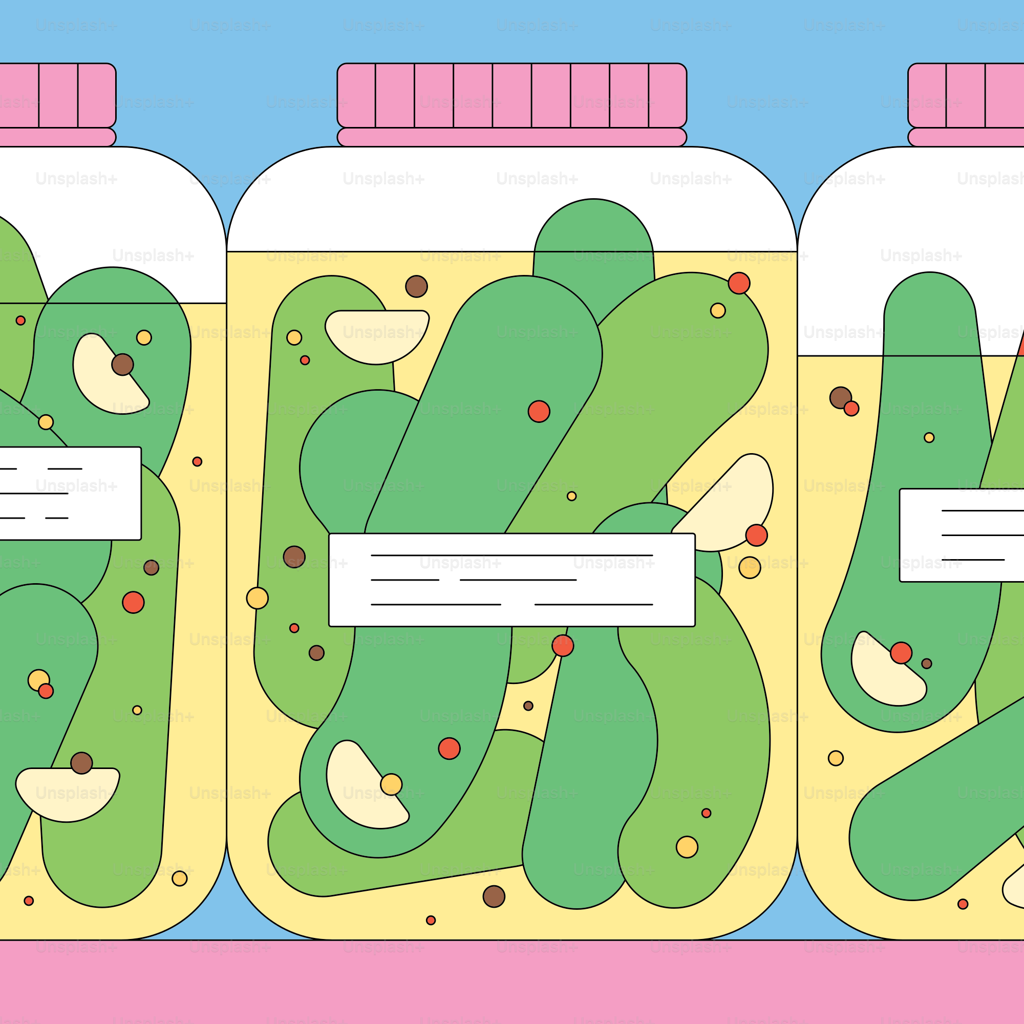 Three jars filled with green plants next to each other