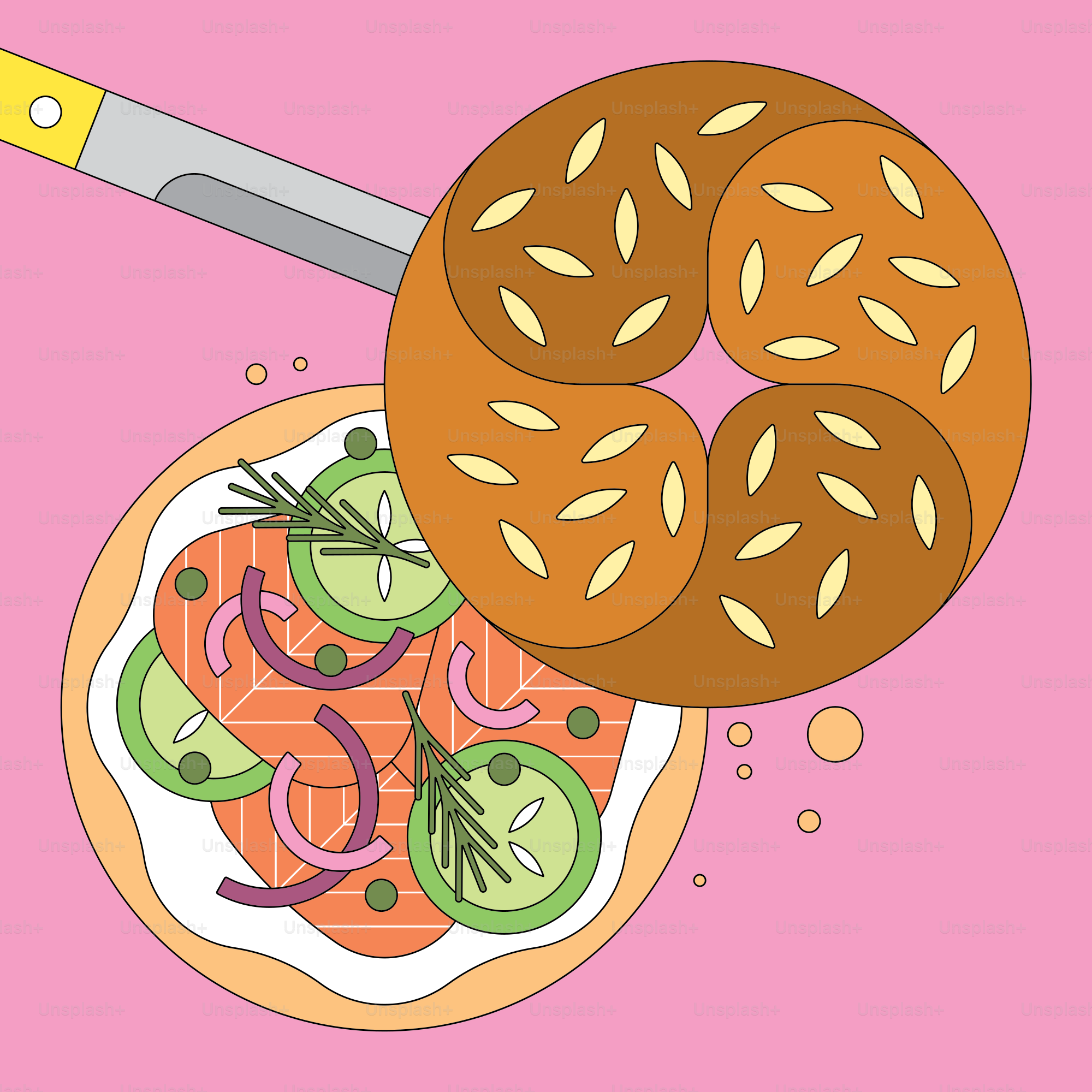 A plate of food with a knife on top of it